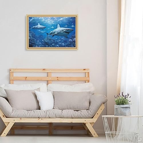 Miniatura 6 de xigua Rompecabezas de tiburones de 1000 piezas para adultos, juego de rompecabezas grande desafiante para adultos y adolescentes, 29.5 x 19.7
