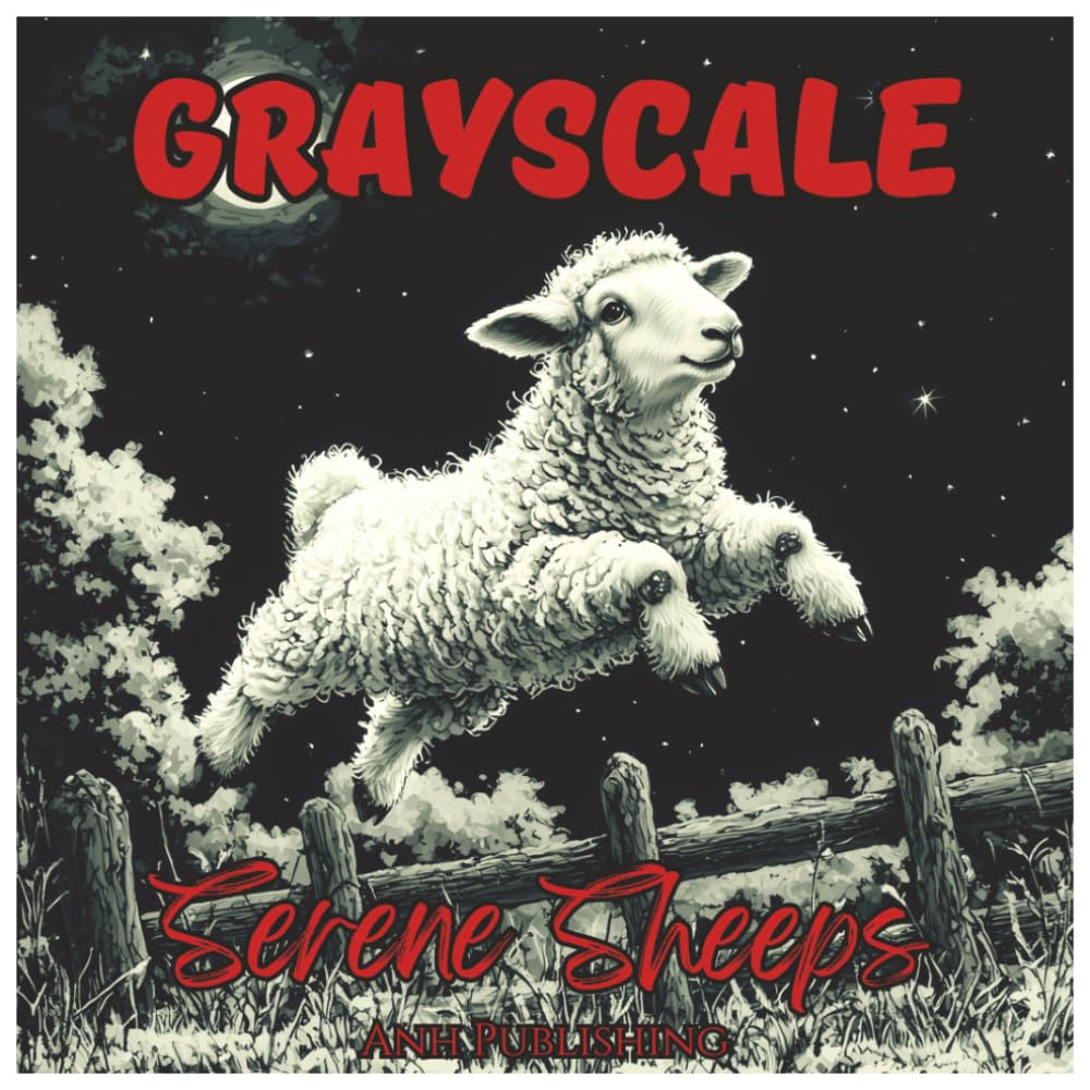 Grayscale Serene Sheeps: Fun Coloring Book For All Ages: A Relaxing Grayscale Sheep Coloring Adventure With Beautiful Illustrations (Grayscale Animal Coloring Series)