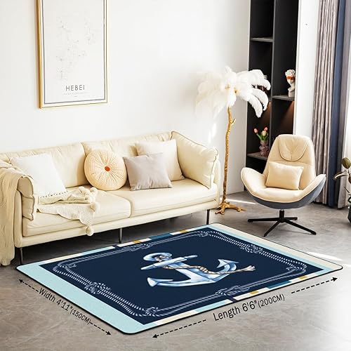 Miniatura 3 de Alfombra de decoración náutica, acuarela, ancla para sala de estar, habitación de los niños, océano, costera, decoración marina, aventura interior,