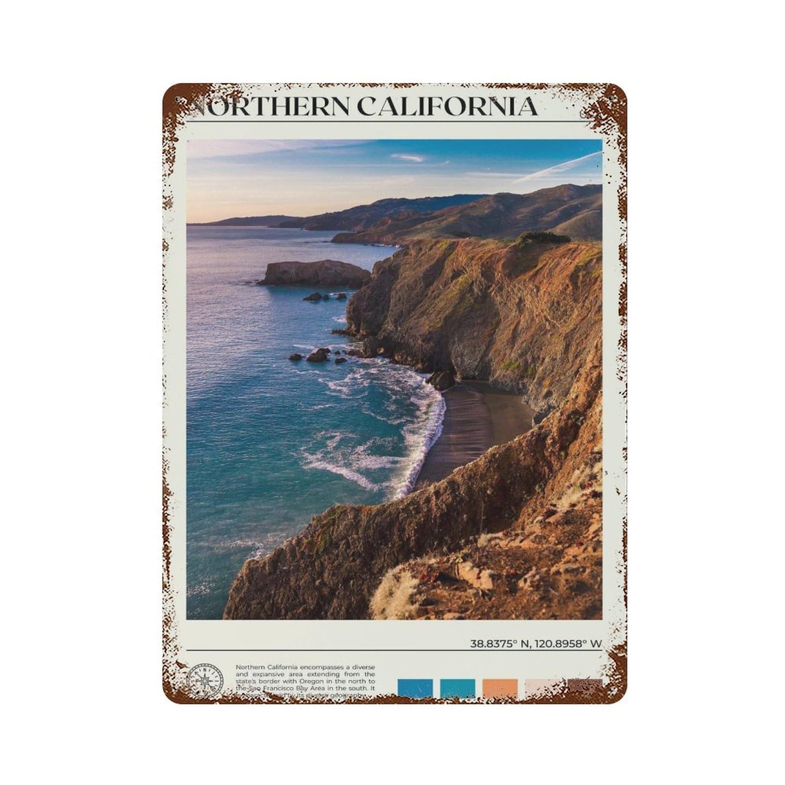 xiaoxiaoshen Real Photo Northern California Wall Decor Art Metal Tin Poster Modern Home Decor Art Home Bar Shop Decorations Vintage Sign 40x30cm