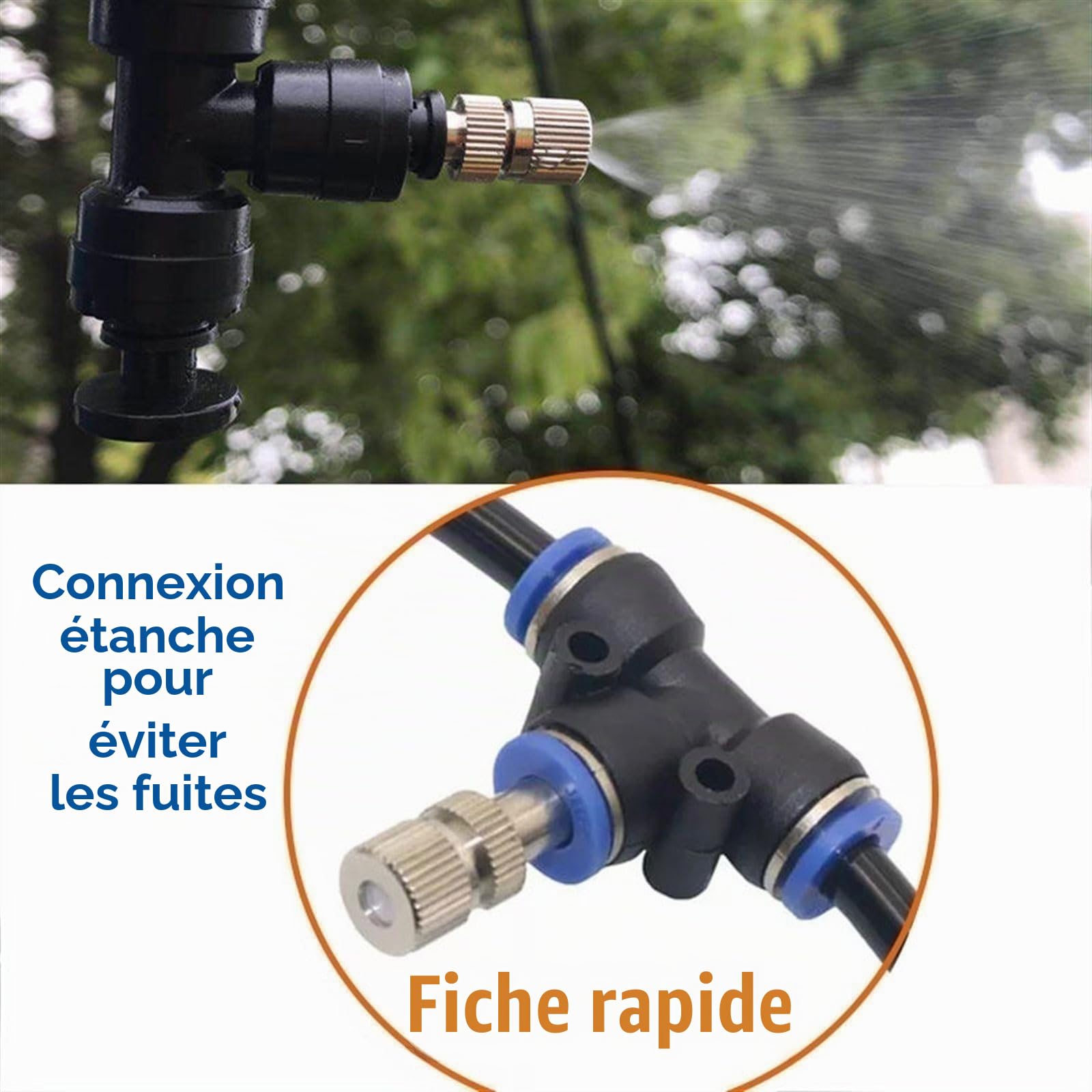 Système de refroidissement brumisateur avec pompe, Système de Brumisation, kit d'irrigation goutte à goutte automatique, Kit de brumisation avec buses pour extérieur, terrasse, jardin, serre parapluie