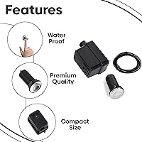 Vista 25 de 2.5" Long Single Outlet On/Off (Black) Air Switch Garbage Disposal Push Button with Cord, Kitchen Sink Top Switch, Garbage Disposal Kit for Waste