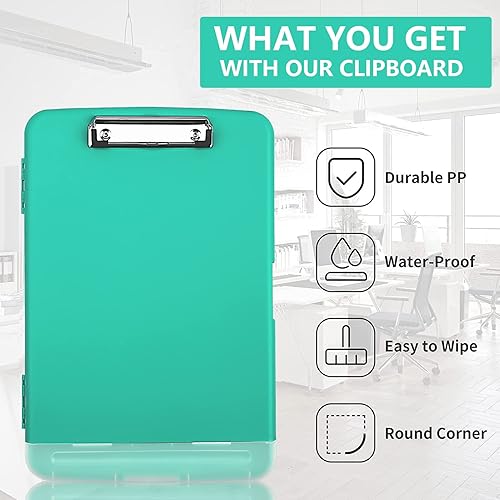 Miniatura 7 de Portapapeles con almacenamiento, portapapapeles de lactancia A4 con soporte para bolígrafo, portapapeles de almacenamiento resistente con clip de