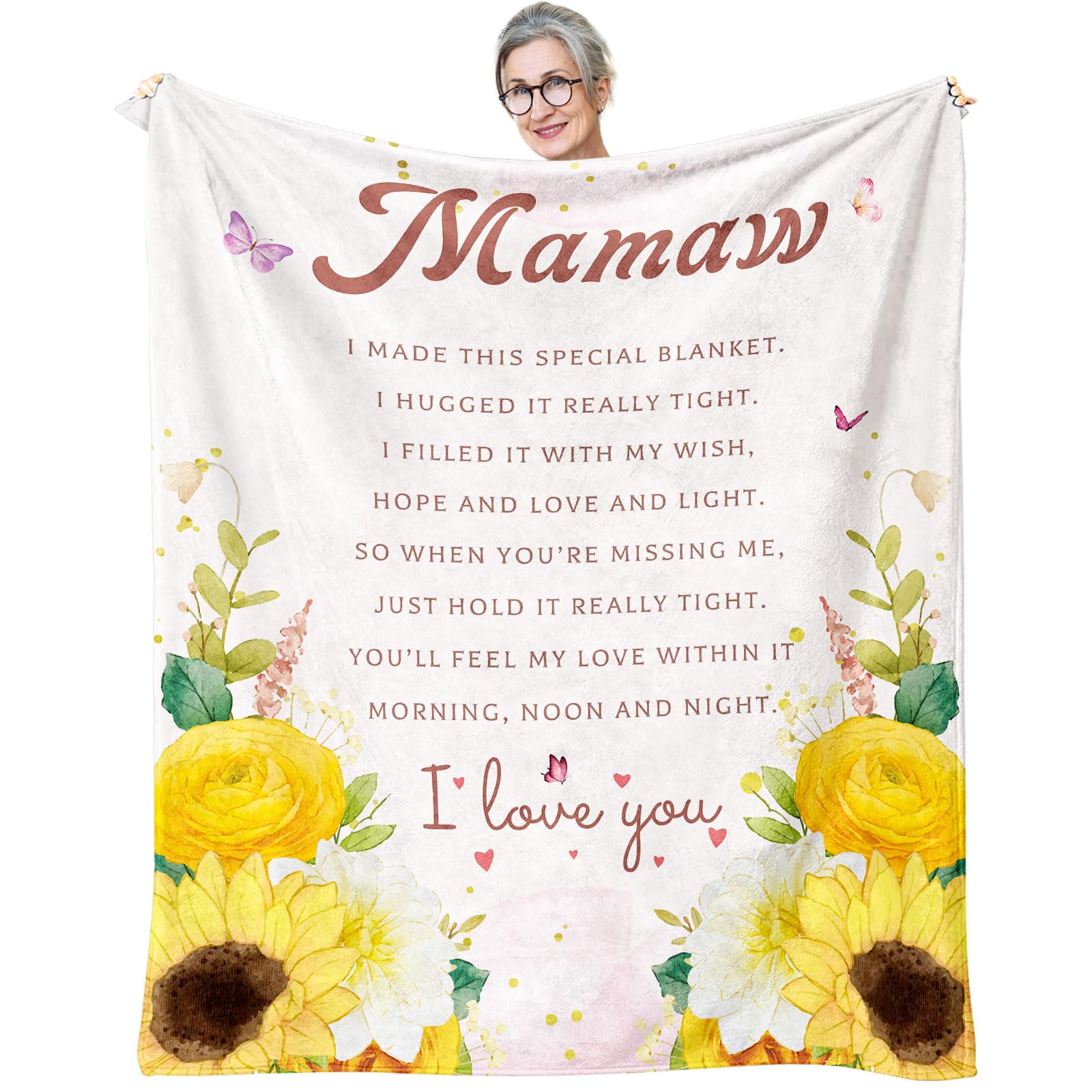 Mlkdcid Mamaw Gifts Throw Blanket 60" x 50", Gifts for Mamaw, Mamaw Gifts from Grandkids, Mamaw Birthday Gifts, Best Mamaw Ever Gifts, Mamaw Gifts