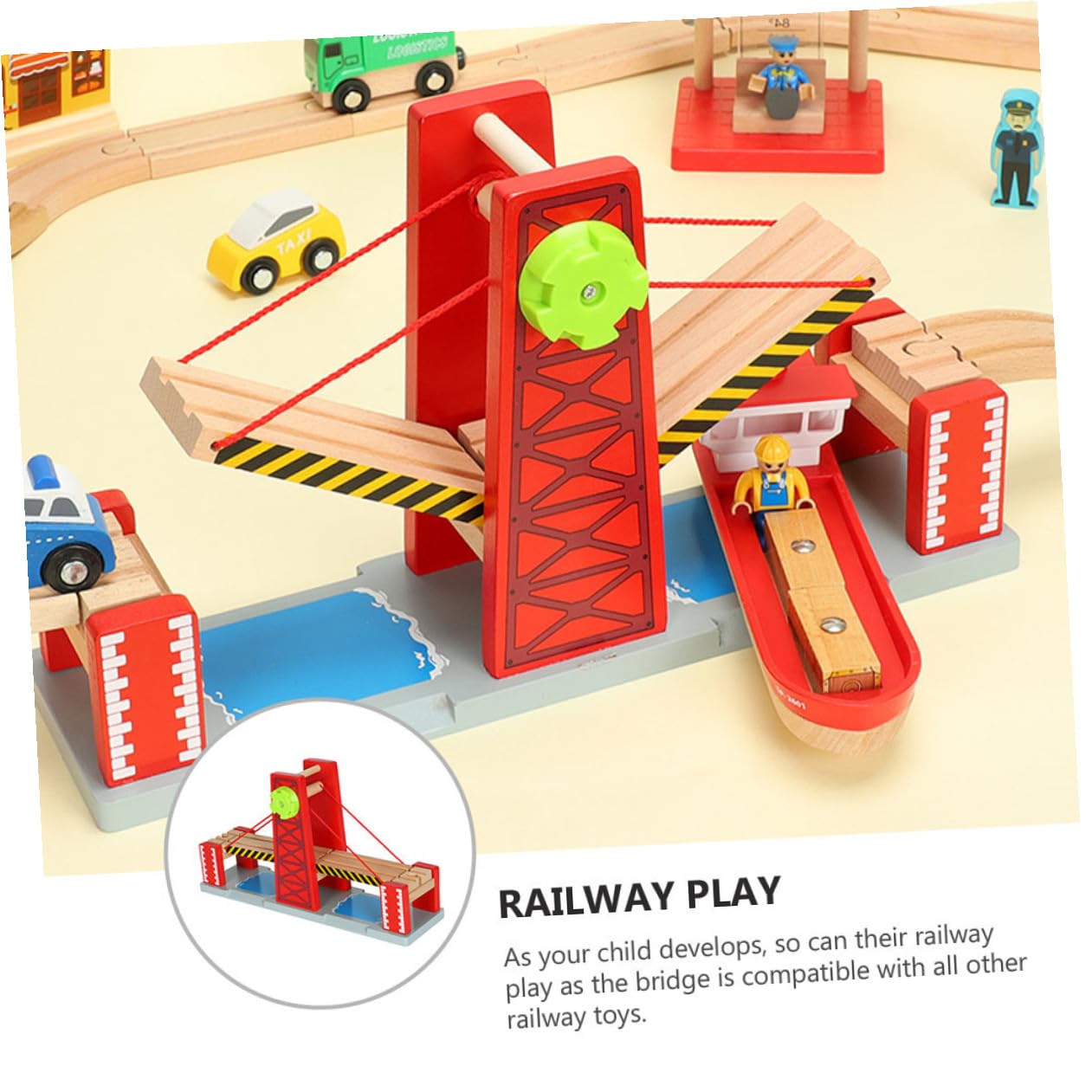 Eisenbahnbrücke Rot 1 Satz Kunststoff Holz für Kleinkinder | Selbstgemacht Spielzeug mit Zugbrücke, Easy To Build Track, Weihnachten und Feiertage