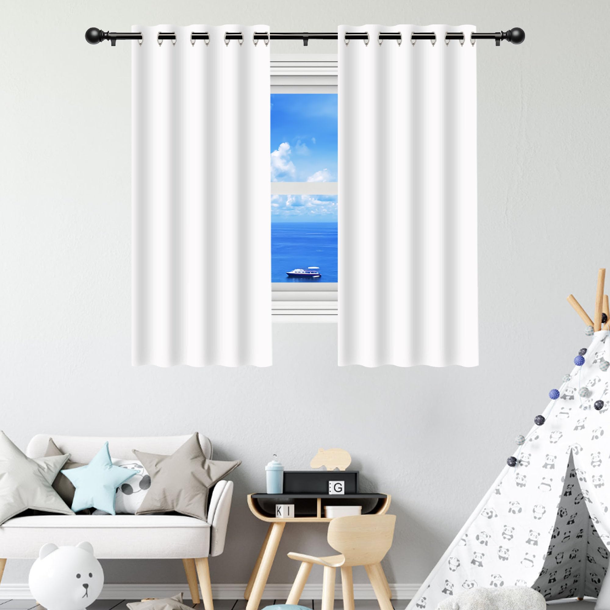 Rideau Occultant Blanc de Haute Qualité Opaque et Doux pour Décoration