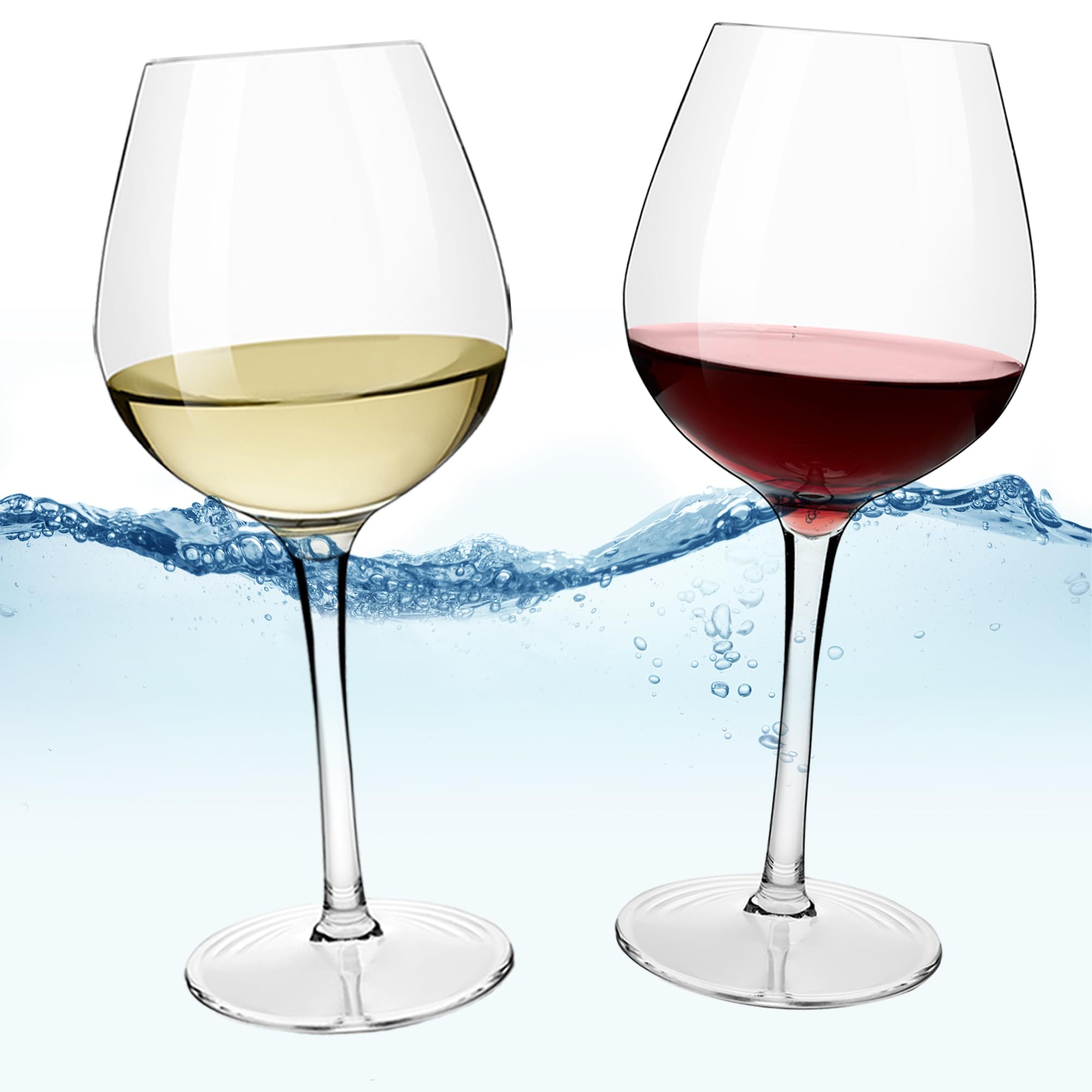 Copas de Vino Flotantes para Piscina Copas de Vino para Piscina de Plástico Tritan Irrompible Con Tallo - Juego de 8 480ml - Apto para Lavavajillas