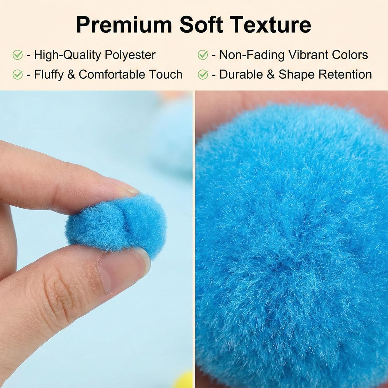 Mini Pom Poms for Crafts 0.4 Inch Soft and Fluffy Small Pom Poms Multicolor Bulk Pompoms Balls for Arts & Crafts DIY Projects (400 Pcs)