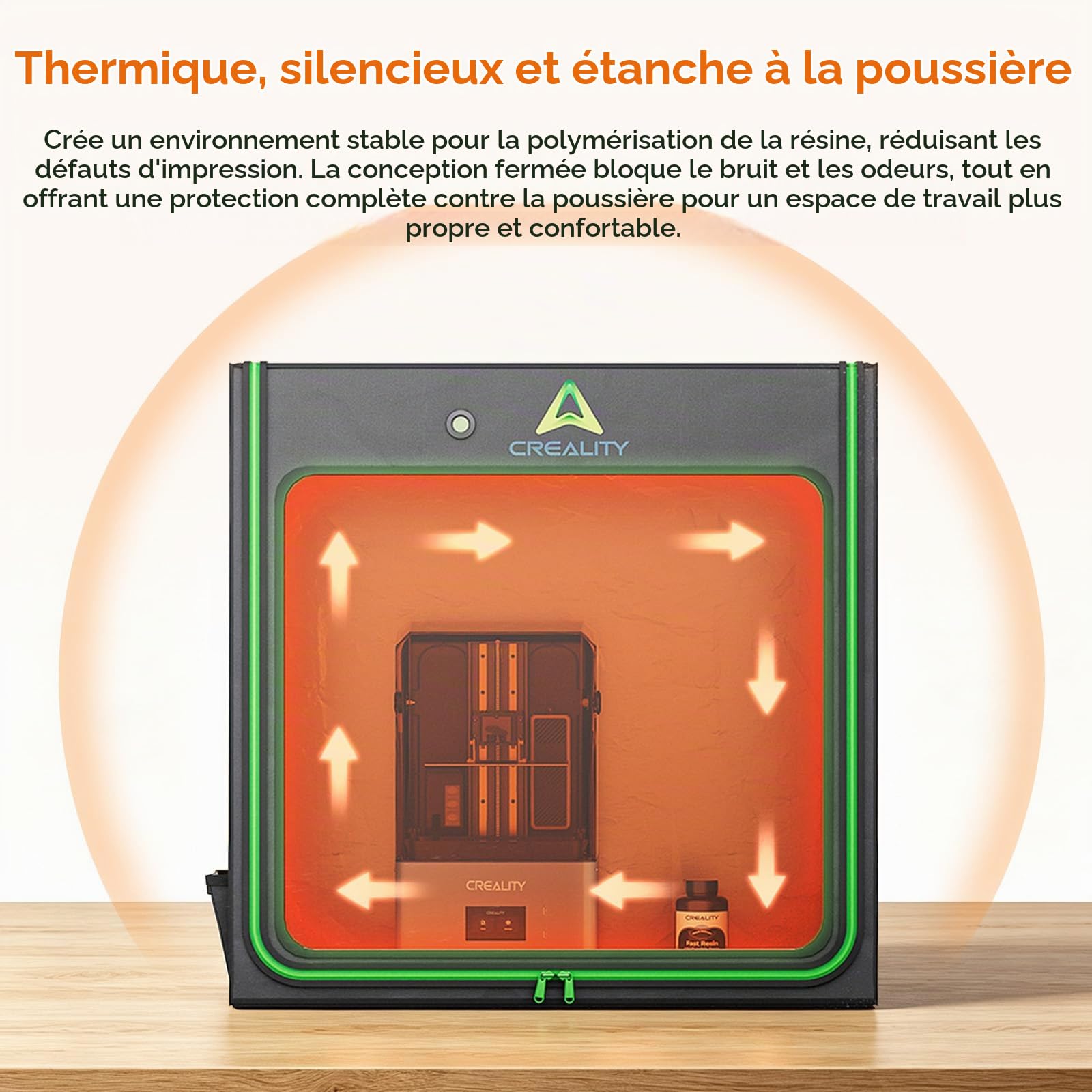 Creality Boîtier pour imprimante 3D LCD en résine UV, 1000 x 500 x 1000 mm, couverture de protection thermiquement isolée avec port de ventilateur, film de protection contre le durcissement