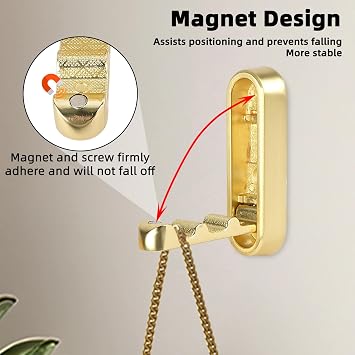 4pcs Foldable Wall Hooks for Hanging, Folding Hooks Wall Mount of Copper