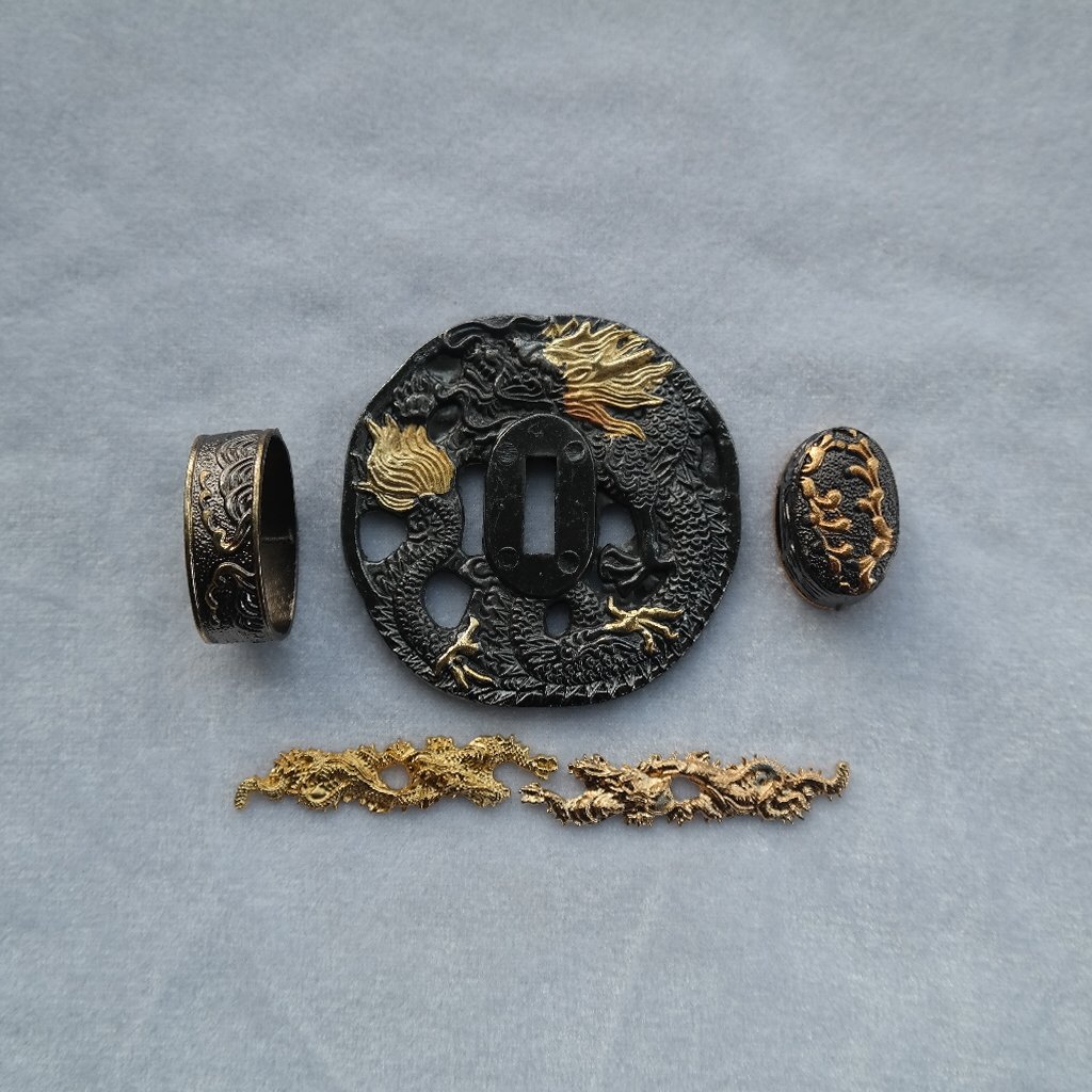 Japanese Samurai Sword KOSHIRAE – TSUBA FUCHI KASHIRA MENUKI 19-48