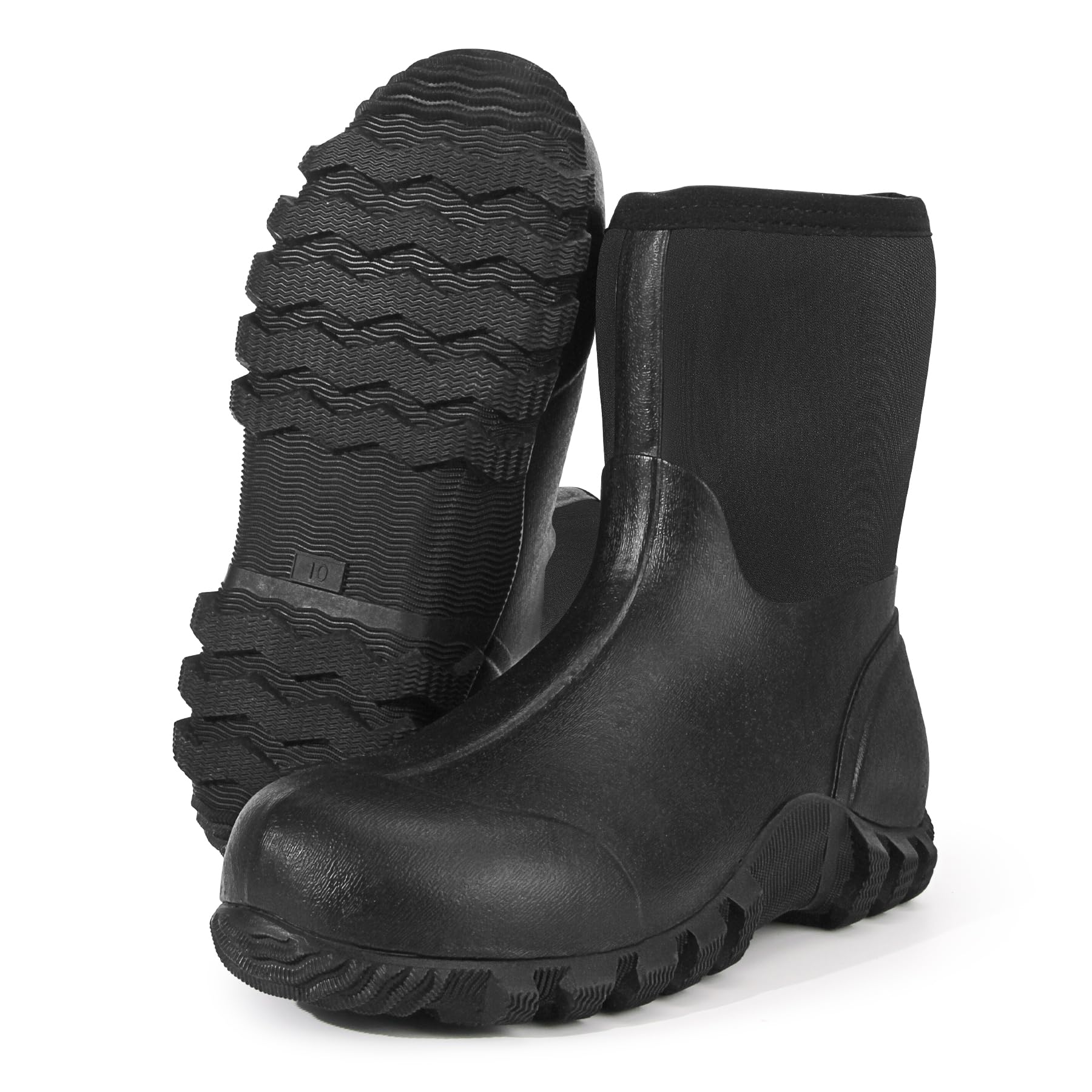 Avizon Męskie wodoodporne buty neoprenowe, półgumowe, z antypoślizgową podeszwą, do użytku w rolnictwie, polowaniach i na świeżym powietrzu, czarne/kamuflaż