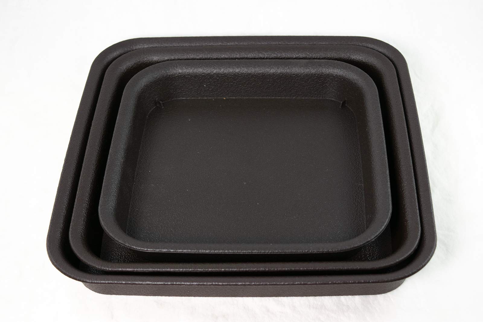 Calibonsai 3 Mix Square Brown Plastic Humidity/Drip Tray for Bonsai Tree and House Indoor Plant - 8.5", 10" & 11" (0604-05-06)