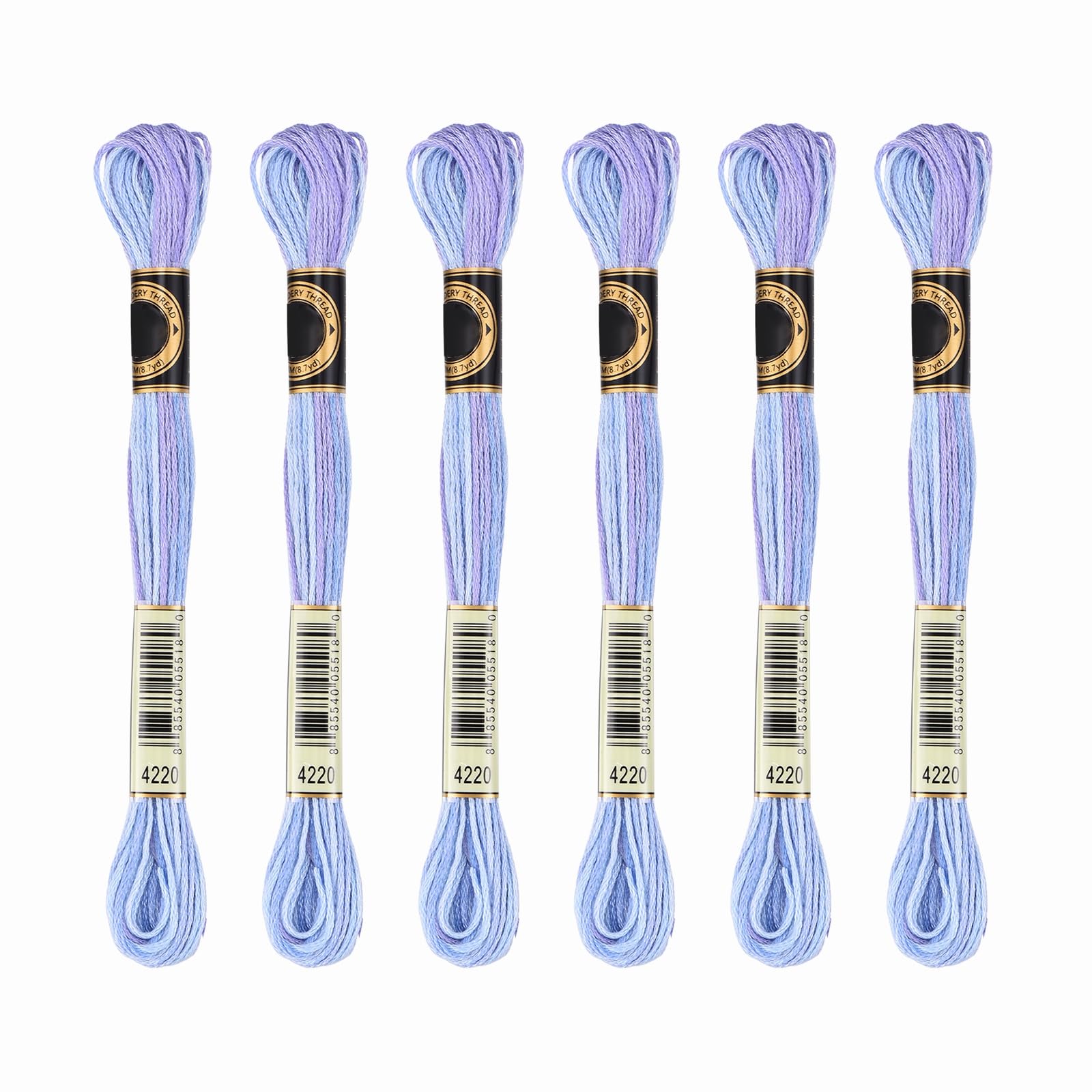PATIKIL 6 Skeins Embroidery Floss, Gradient Colors Polyester Embroidery Threads Bracelets String for Cross-Stitch Hand Embroidery, Light Blue White — image 1