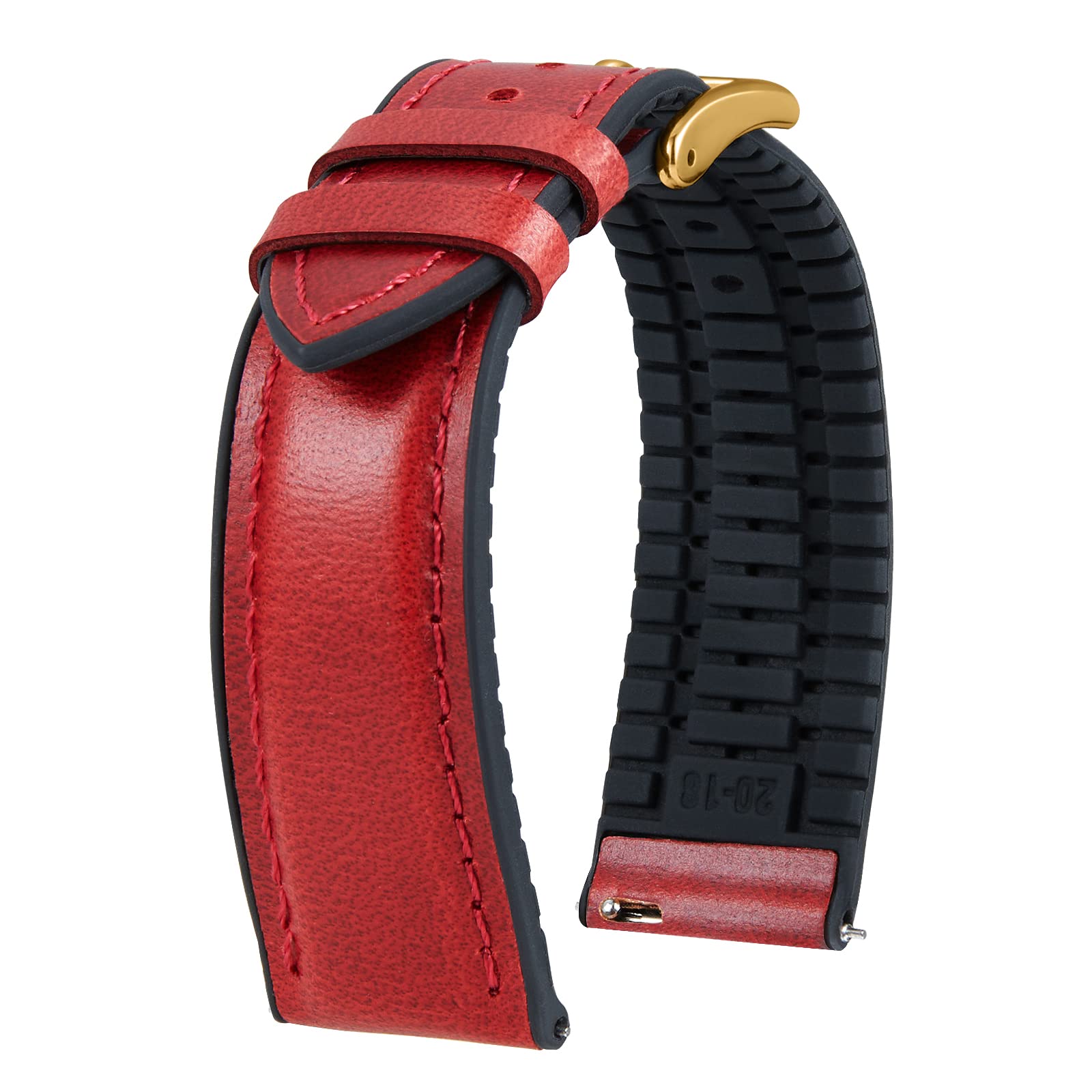 BINLUN Leather Watch Band 14mm 16mm 18mm 19mm 20mm 21mm 22mm Quick Release Premium Oil Wax Leather and Breathable Silicone Hybrid Watch Bands Replacement Strap for Men Women