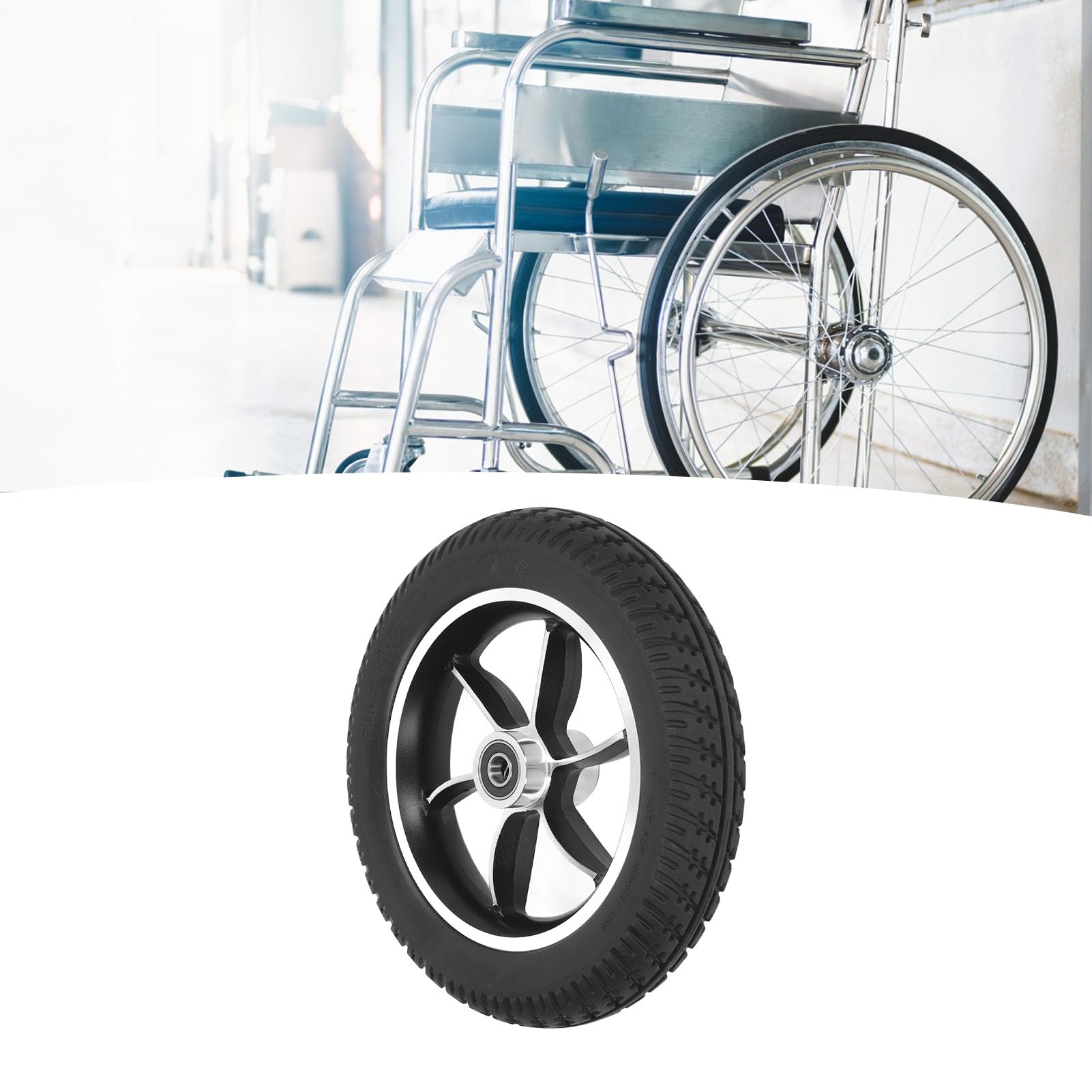 Leapiture 10in Wheelchair Wheel PU Wheel Low Noise Walker Caster Tire Practical Sturdy Replacement for Rollator Trolley