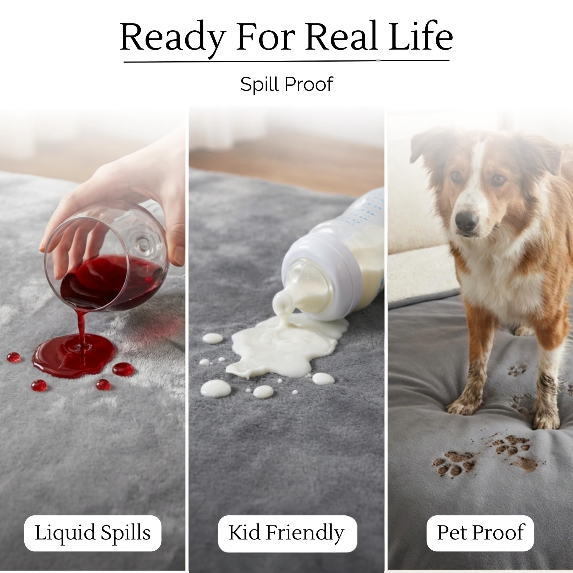 CREW FLX Waterproof Blanket for Bed Intimacy (80"x 60" Queen Size) Reversible Fleece | Sherpa, Love Blanket, Water Proof TPU Stain Proof Couch Furniture Mattress Winter Large Dog Bed Cover - Gray: Gray Sherpa Fleece 80 x 60 inch