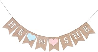 He or She Burlap Banner - Burlap Baby Shower Banner, Baby Shower Decorations, Gender Reveal, Rustic Girl Boy Shower Burlap Banner, Photo Decoration Props (HE or SHE Banner)