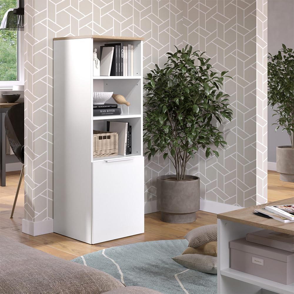 Vicco Universalschrank Wido, Weiß/Sonoma, 40.2 x 120 cm mit Einer Tür, geeignet zur Aufbewahrung von Haushaltsgegenständen