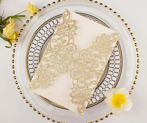 Miniatura 3 de 50 tarjetas de invitación de boda de 5 x 7 pulgadas, solo bolsillo cortado con láser, sin sobre, sin inserto para boda, despedida de soltera,