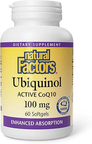 Miniatura 10 de Natural Factors Ubiquinol Active CoQ10 100mg 120 cápsulas blandas suplemento de coenzima Q10 para energía corazón y soporte cognitivo 120 porciones