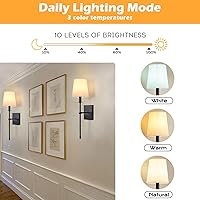Vista 5 de PASSICA DECOR Battery Operated Wall Sconce Set of 2, Rechargeable Wireless Wall Lights with 15 Colors Dimmable Bulbs, Remote Control, Battery Wall