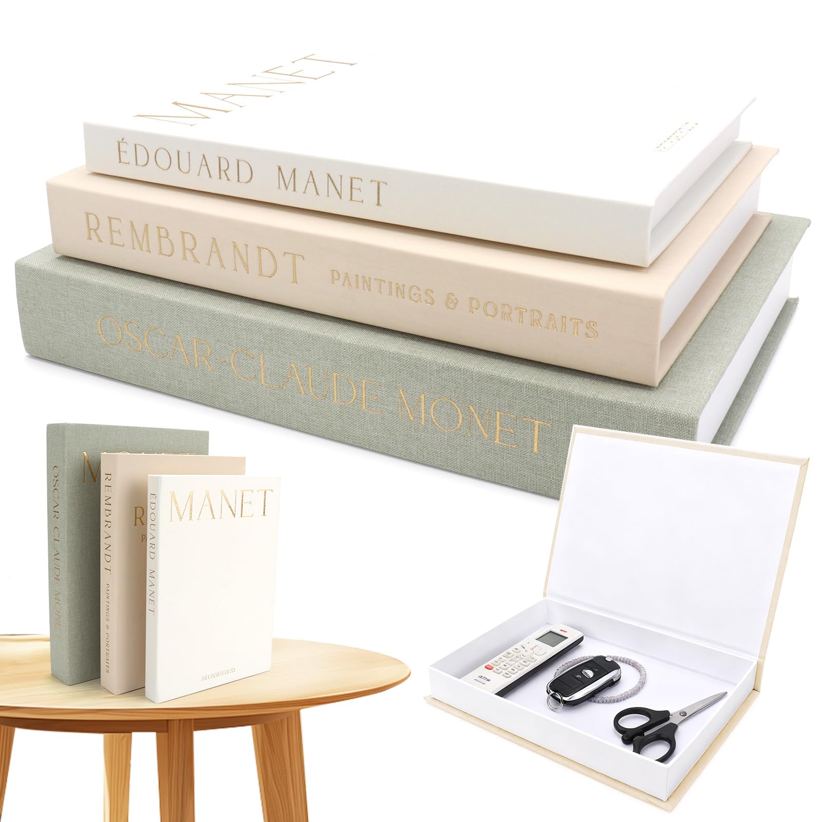 3 Pezzi Di Libri Decorativi Per Arredamento Domestico, Finti Libri In Lino Con Chiusura Magnetica, Scatole Decorative In Esposizione Per Tavolini E Scaffali