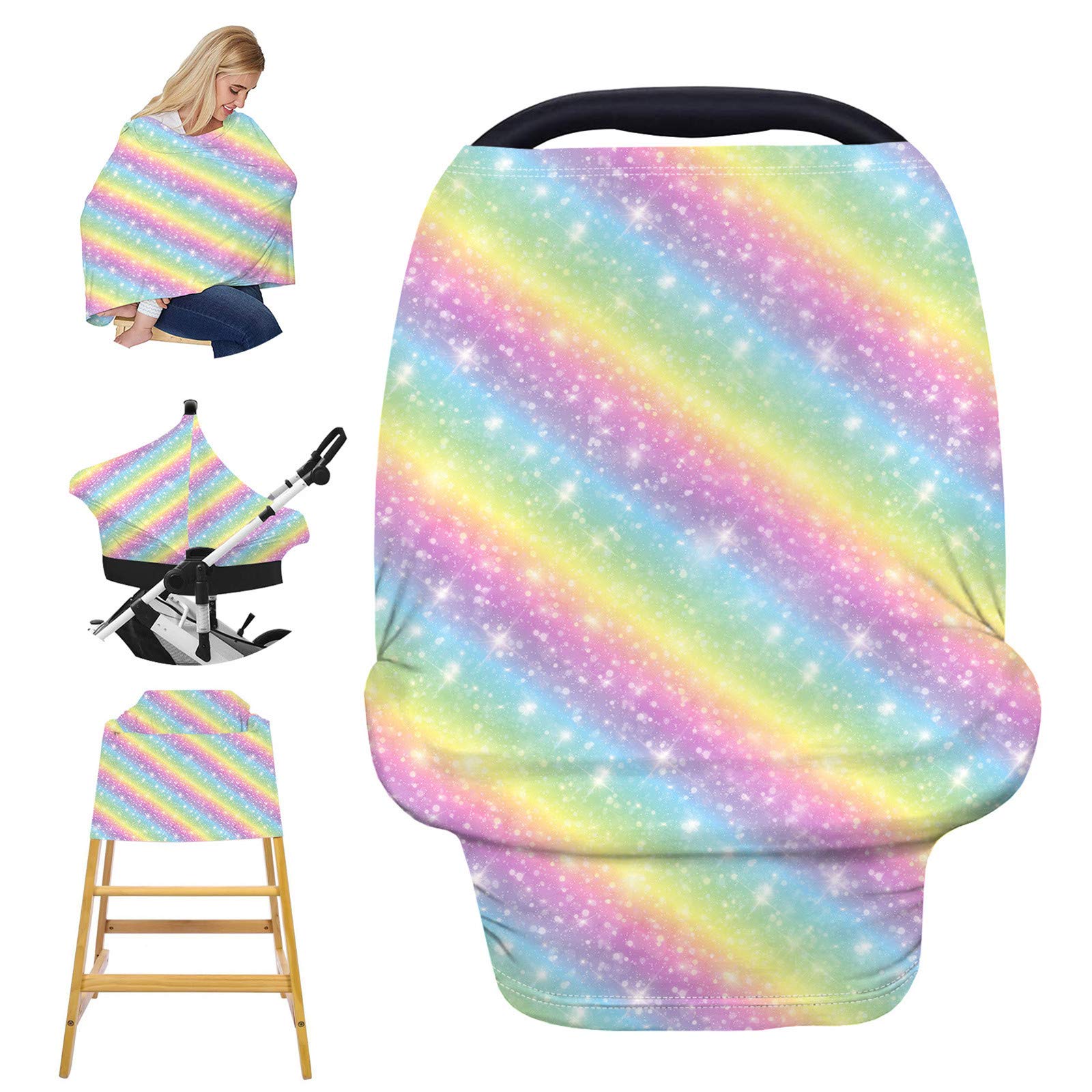 Nursing Cover for Breastfeeding, Stretchy Car Seat Cover for Babies, Soft Breathable Breastfeeding Cover, Stroller Covers, Shopping Cart Cover, Multi-Use High Chair Cover, Baby Shower Gifts