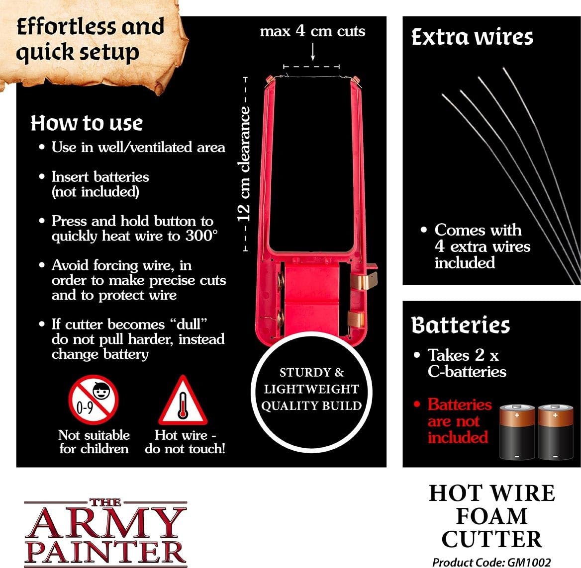 The Army Painter | Coupe-mousse à fil chaud Gamemaster | Coupe-mousse à fil chaud | Outil de découpe de feuille de mousse pour la construction de jeux de rôle