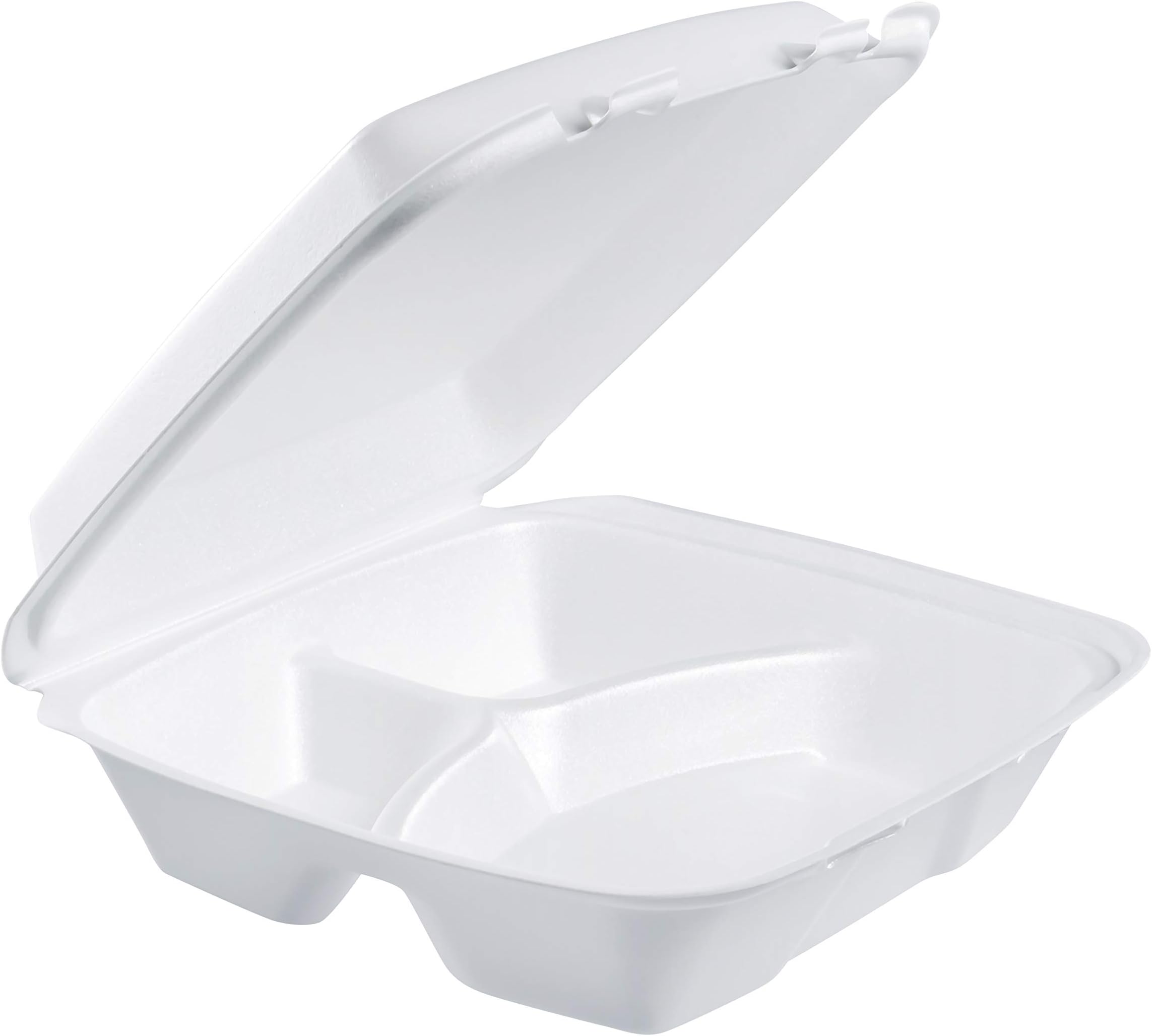 90HT3R Lg 3 Comp Foam Hinged Container, 9 in (Case of 200)