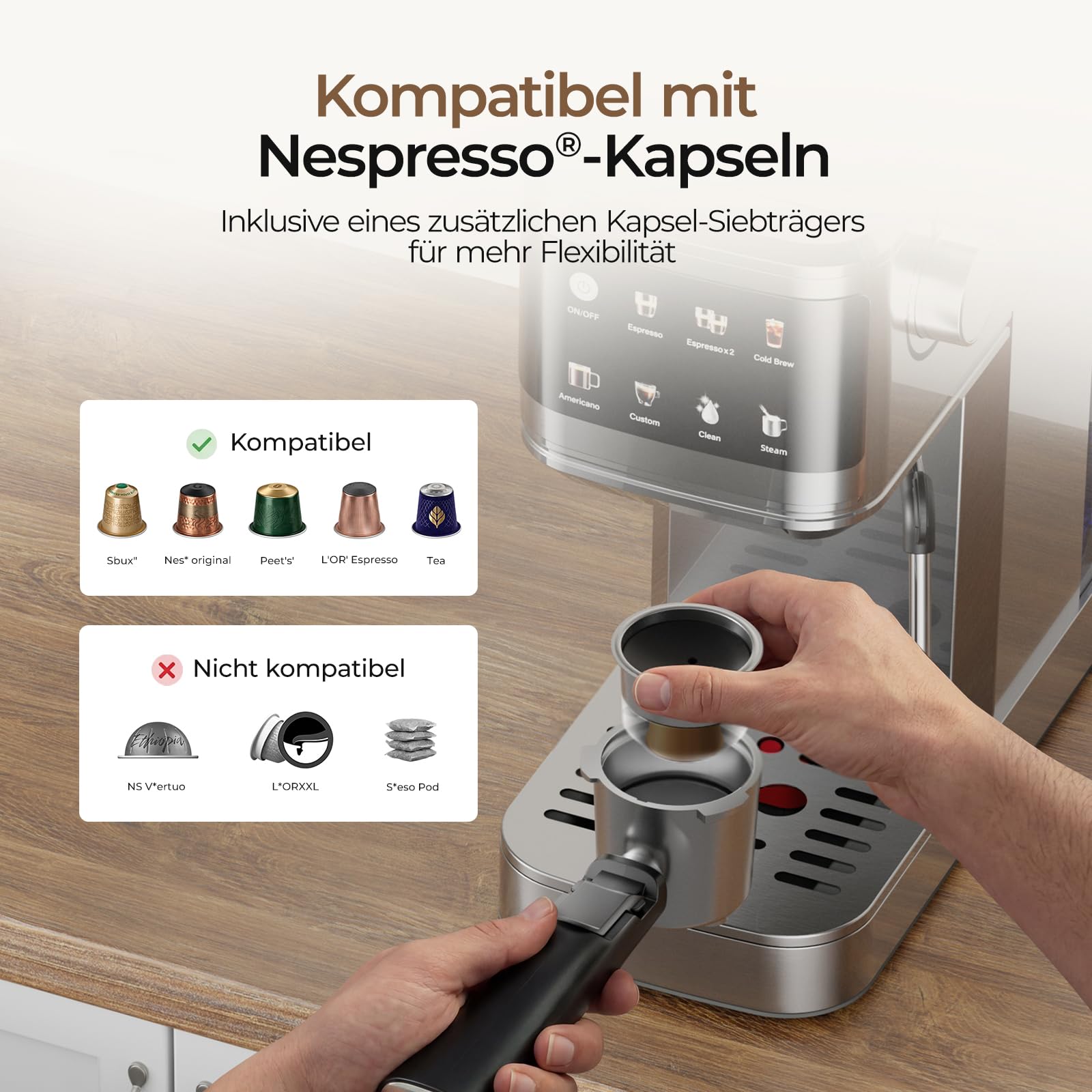 VIOMI T1B Pro 20-Bar 2in1 Espressomaschine mit Milchaufschäumer & Cold Brew