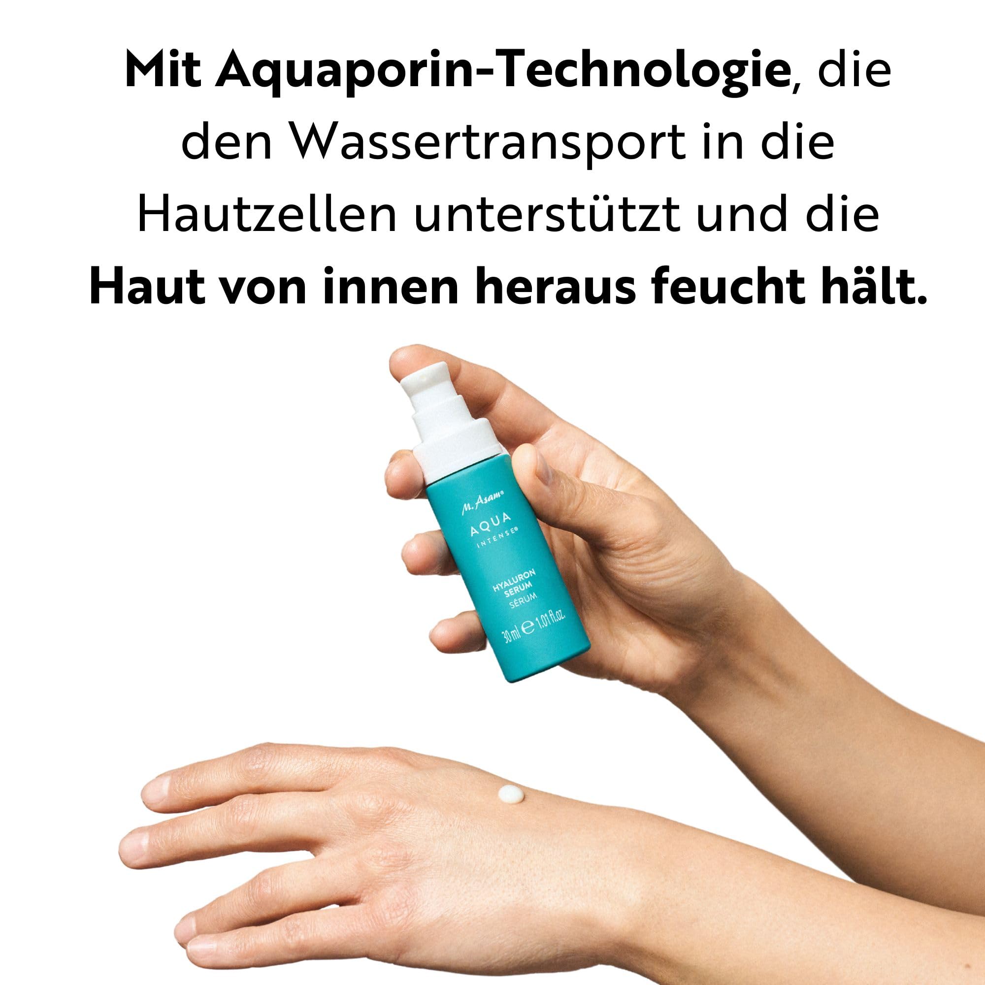 M. Asam Aqua Intense Hyaluron Serum (100 ml) | Hochdosiertes Feuchtigkeitsserum mit patentiertem Hyaluronsäurekomplex, Aufpolsternd und reduziert Falten
