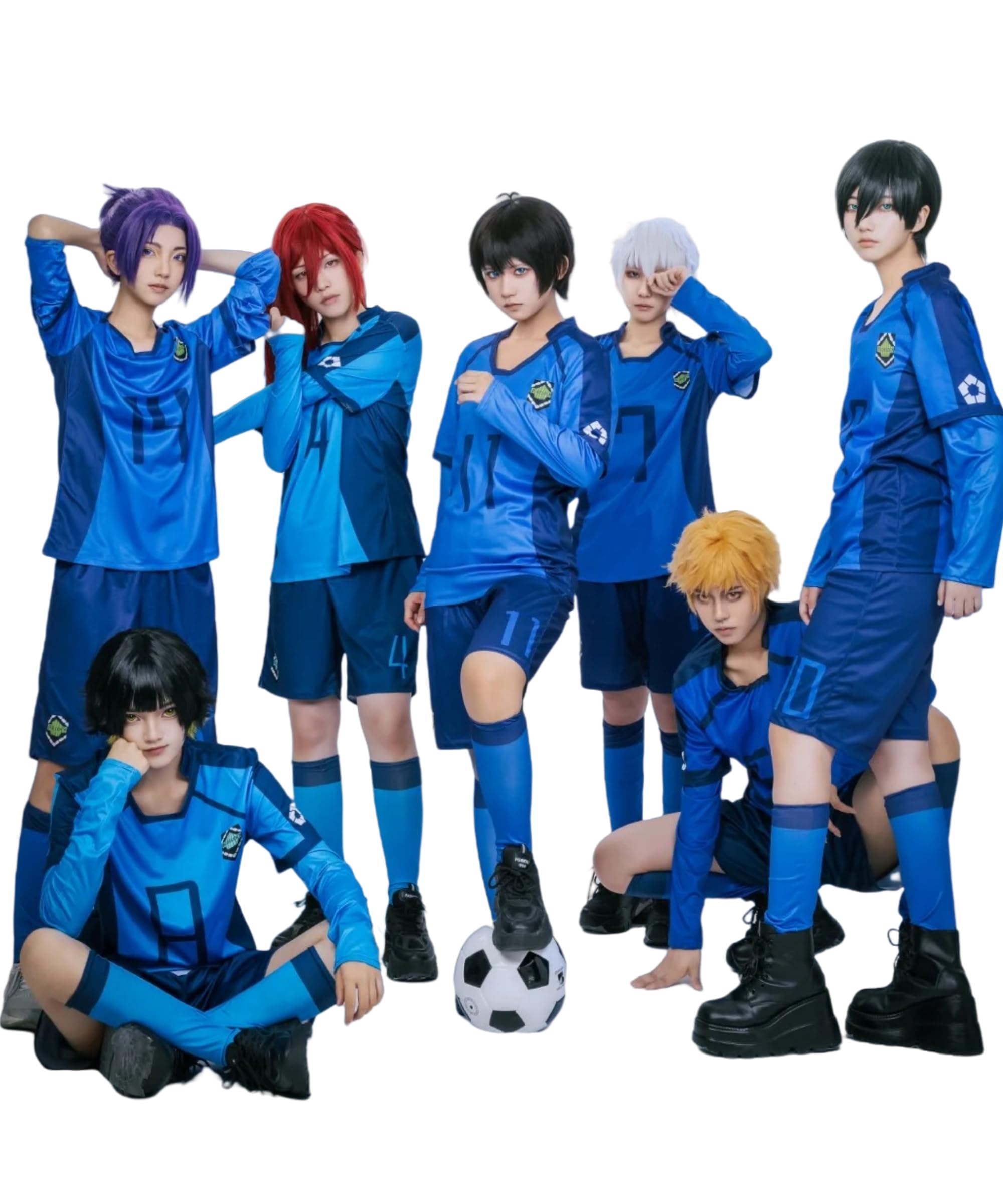 Blue Lock Cosplay Jersey, Isagi Yoichi Chigiri Hyoma Cosplay Shirt Costume, Anime Football Jersey Sportwear for Halloween