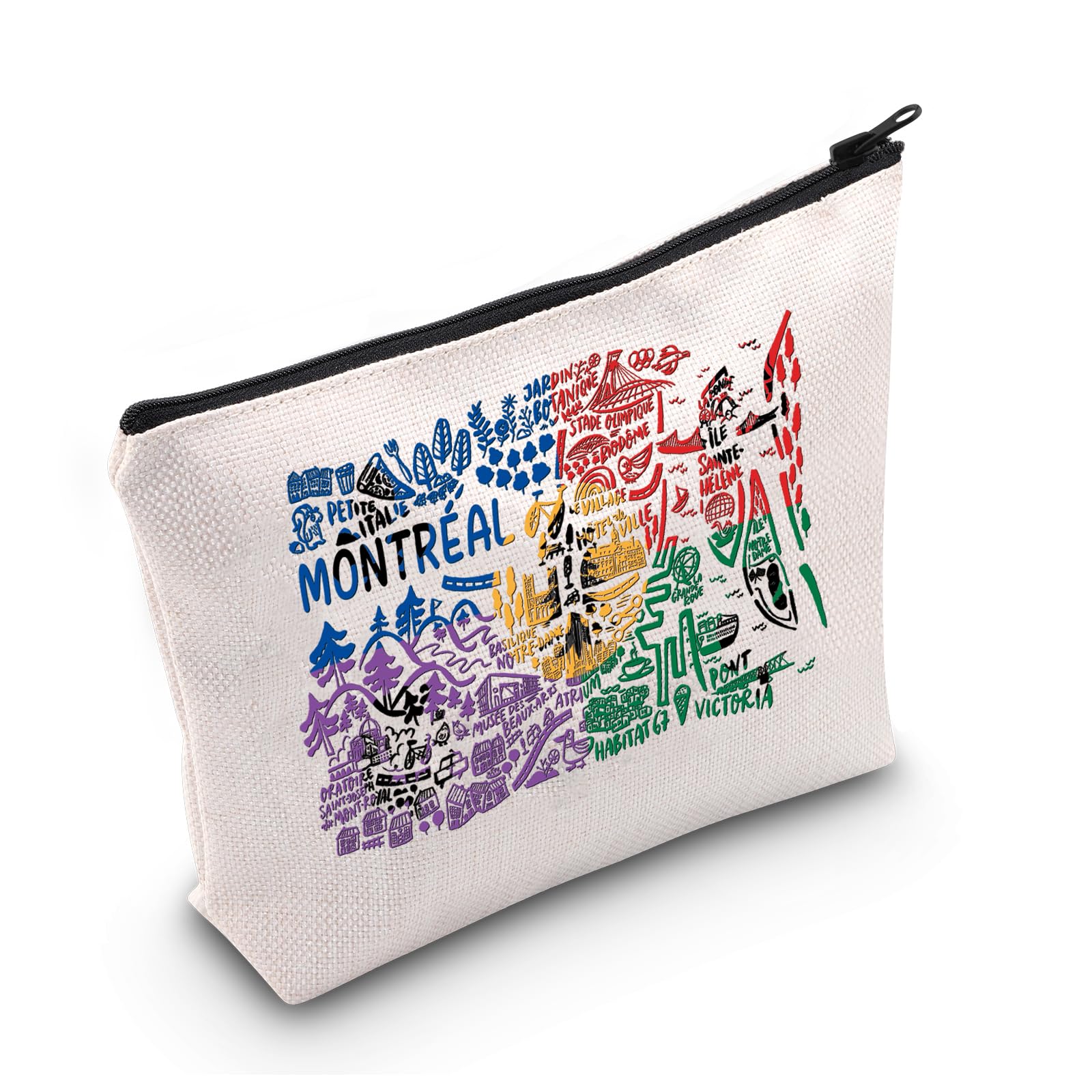 Montreal Canada Lover Makeup Bag Montreal City Map Travel Vacation Holiday Cosmetic Bag BFF Women Gift, MONTRÉAL, Daily