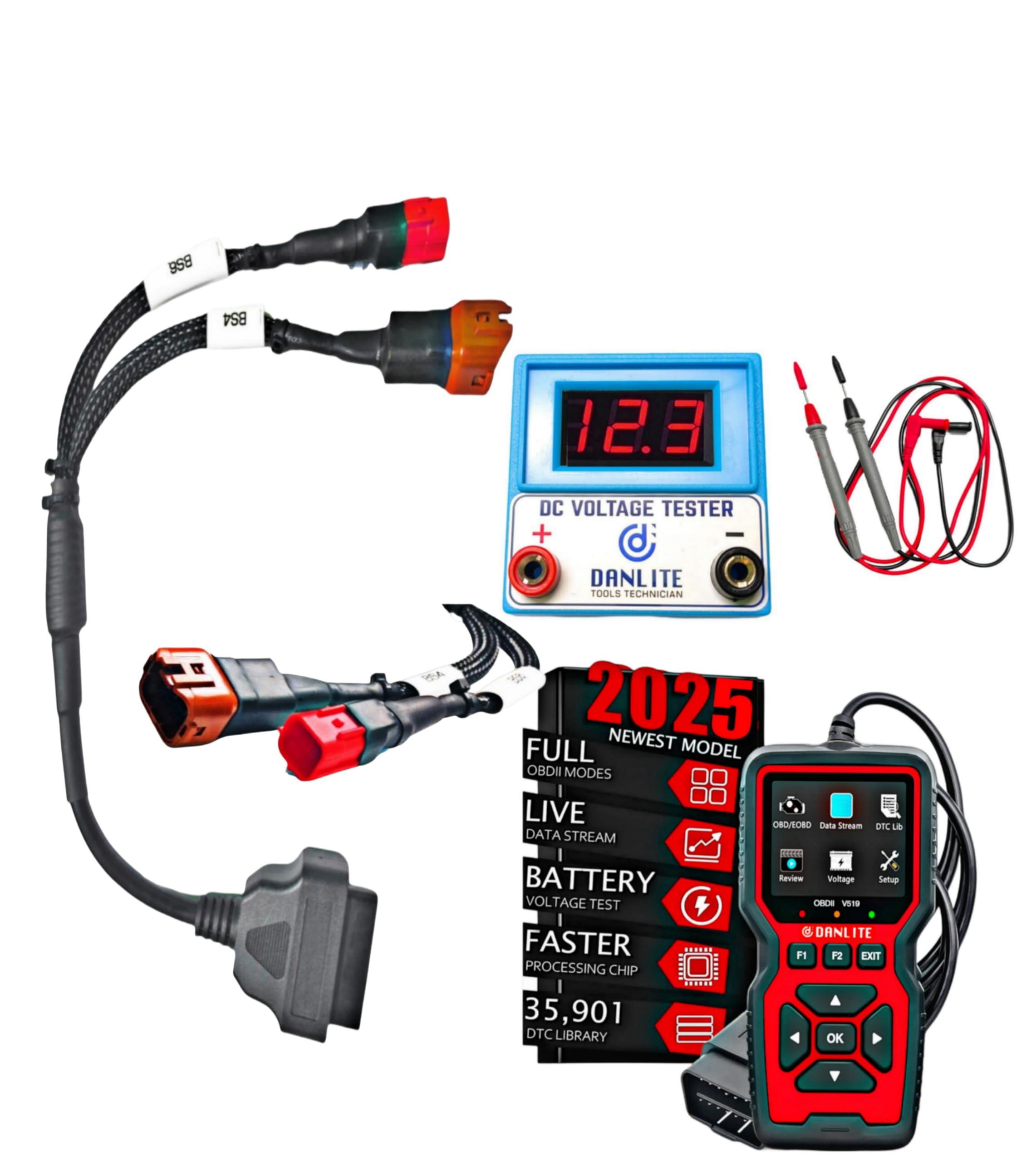 DANLITE V519 OBD-II Scanner Dc Voltage Tester for BS6 & BS7 Vehicles | with 3 Wheeler OBD Cable | All Fauit Three-Wheeler Code Reader Scanner | Durable & Sturdy Construction-image-43