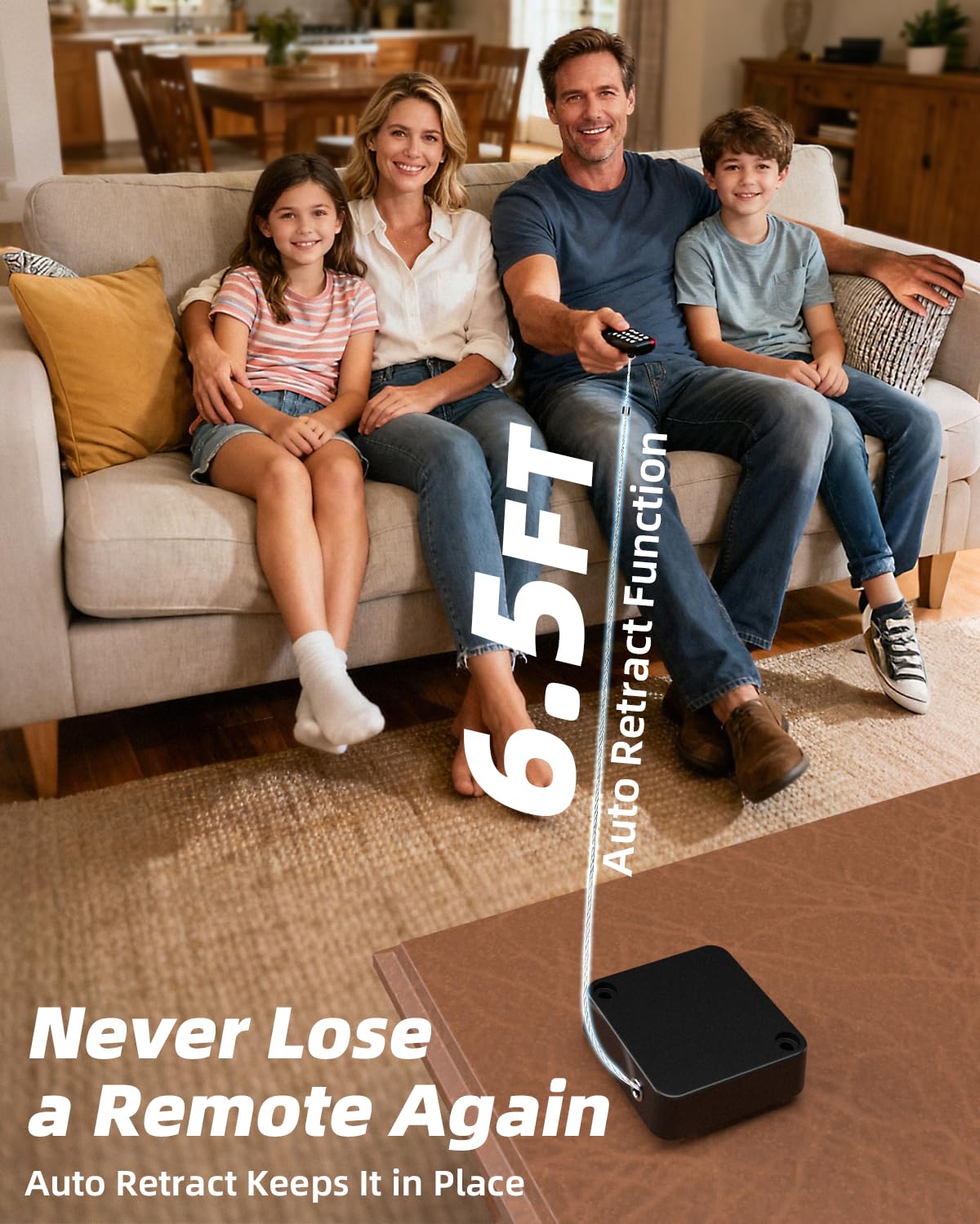 Correa de control remoto de 6.5 pies, cordón de seguridad retráctil para control remoto con correa de bloqueo ajustable para controles remotos de TV, controladores de juegos y tabletas, perfecto para