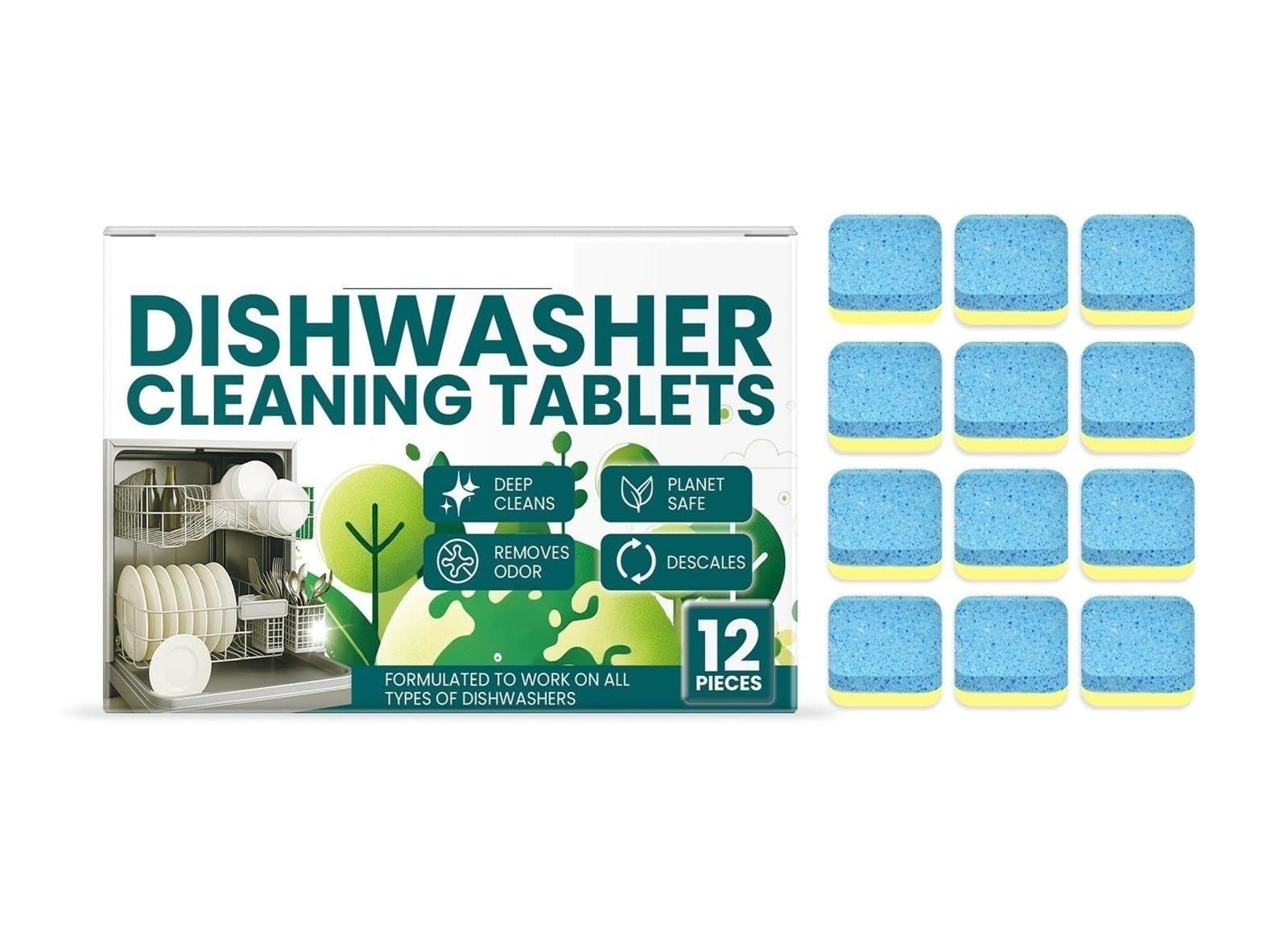 El lavavajillas elimina las manchas difíciles | Descontaminación y lavado eficientes, mantenimiento profundo,(3pcs)