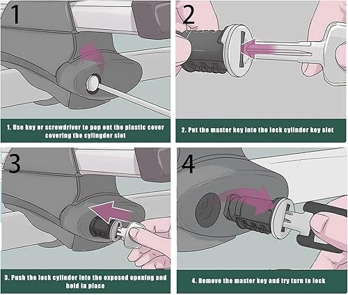 Miniatura 5 de Paquete de 6 núcleos de bloqueo para Thule, repuesto para núcleo de bastidor Thule, cilindro de llave para bloqueo de portabicicletas, cerradura de