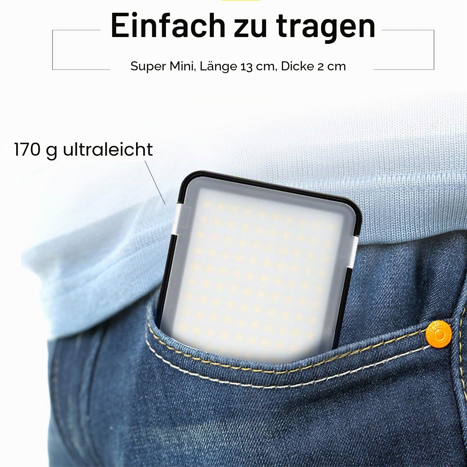 Godox LEDM150 LED-Videoleuchte, LED Video Light 5600K Dimmbare, TLCI 94+ und Lithium Batterie für Smartphones und DSLR Kamera | Integriertes Videolicht mit Lithium-Akku für Smartphones und DSLR-Kameras