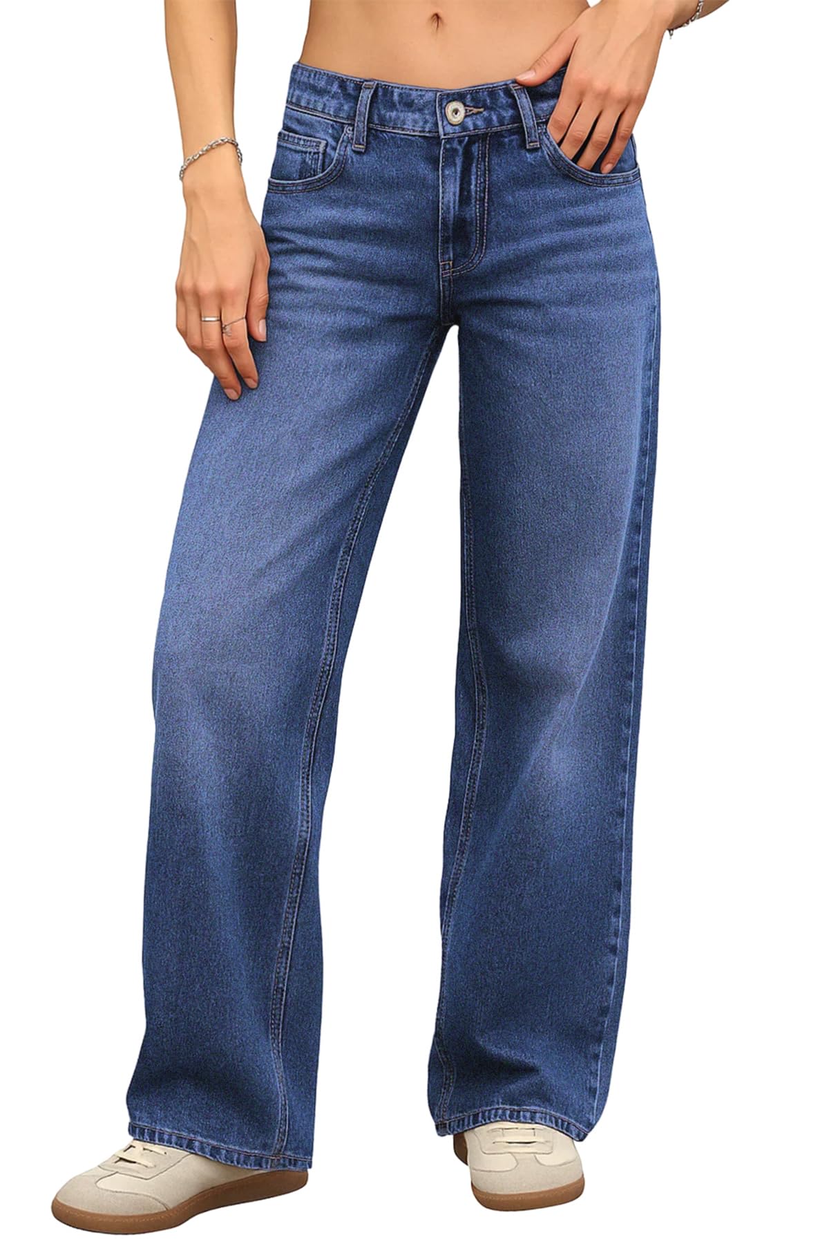 ELLEVEN Women's Low-Rise Baggy Jeans