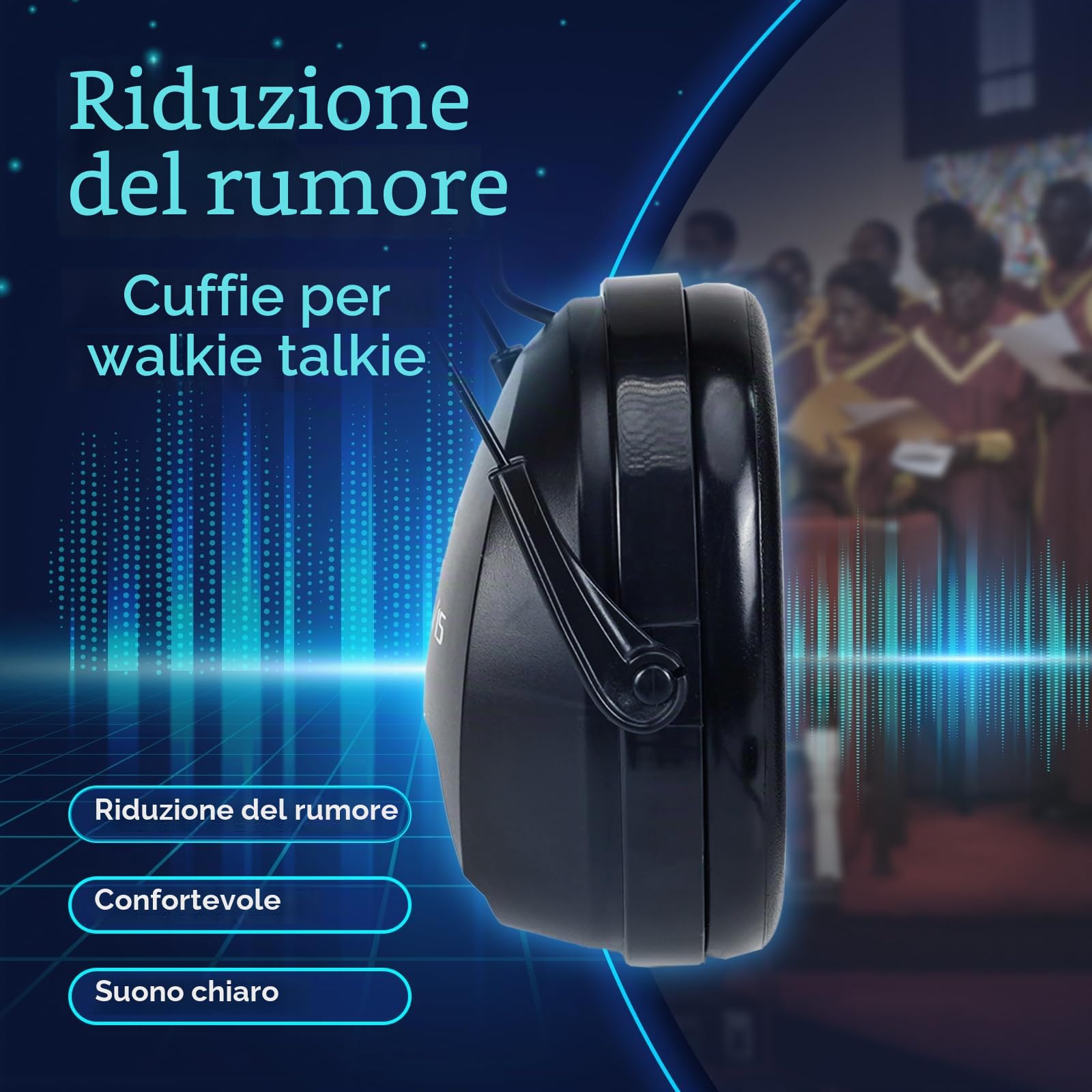 Retevis EHK012 - Cuffie radio bidirezionali con microfono, riduzione del rumore, regolazione del volume della testa, per Retevis RT22 RT68 RT21 H-777, compatibili con Baofeng UV-5R F8HP Walkie Talkie,