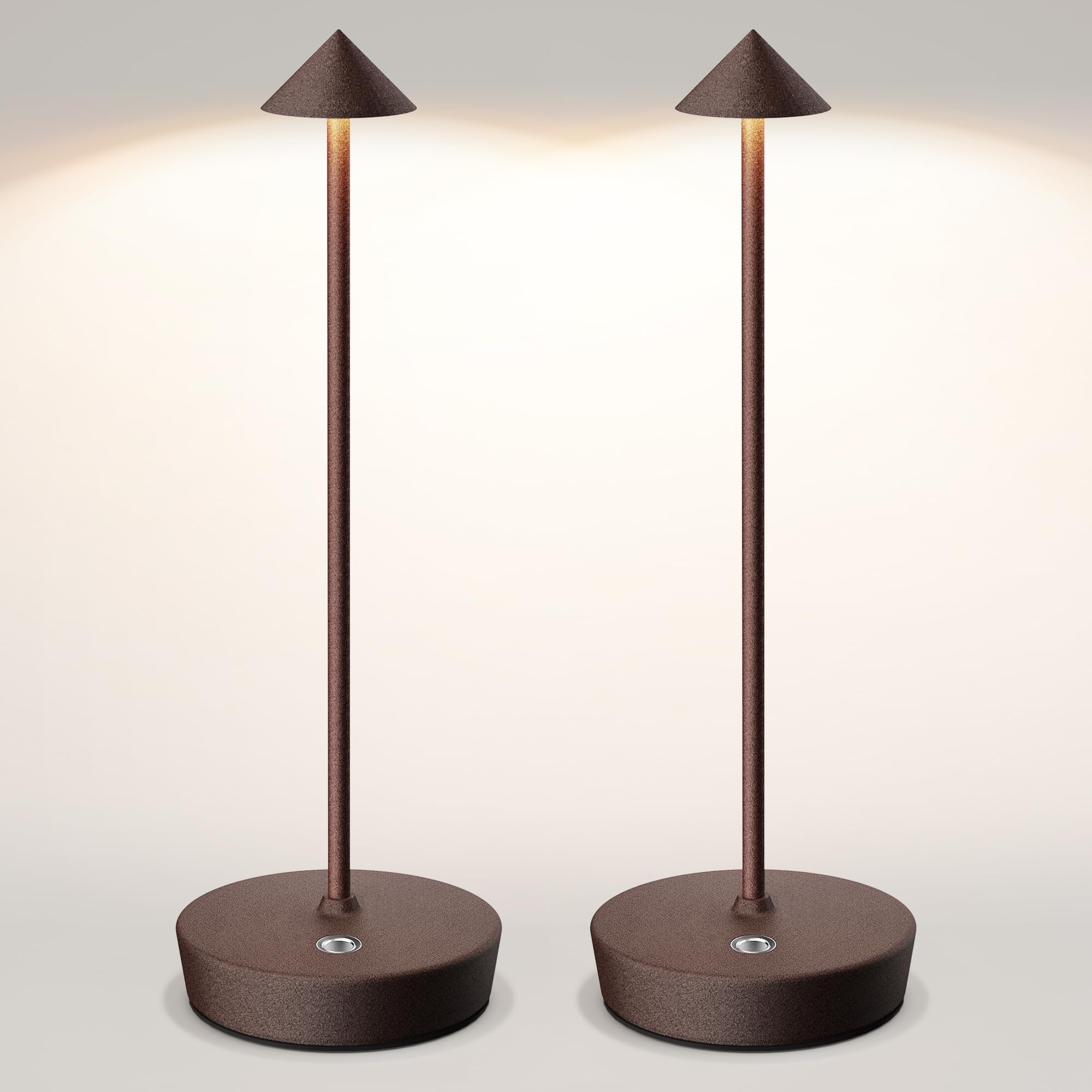 Lámpara de mesa inalámbrica LED recargable regulable 6000 mAh 3 modos de luz uso interior/exterior batería larga duración portátil USB-C lámpara de mesa (2X Color óxido)