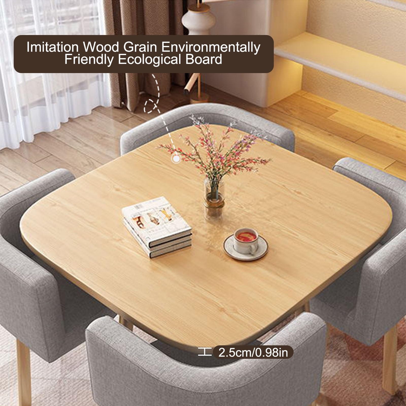 JHDXL Tavolo da Conferenza per 4 persone, Combinazione Tavolo e Sedia per Reception per ufficio, Tavolo da Balcone Moderno con Sedie per Sala Soggiorno(Yellow)
