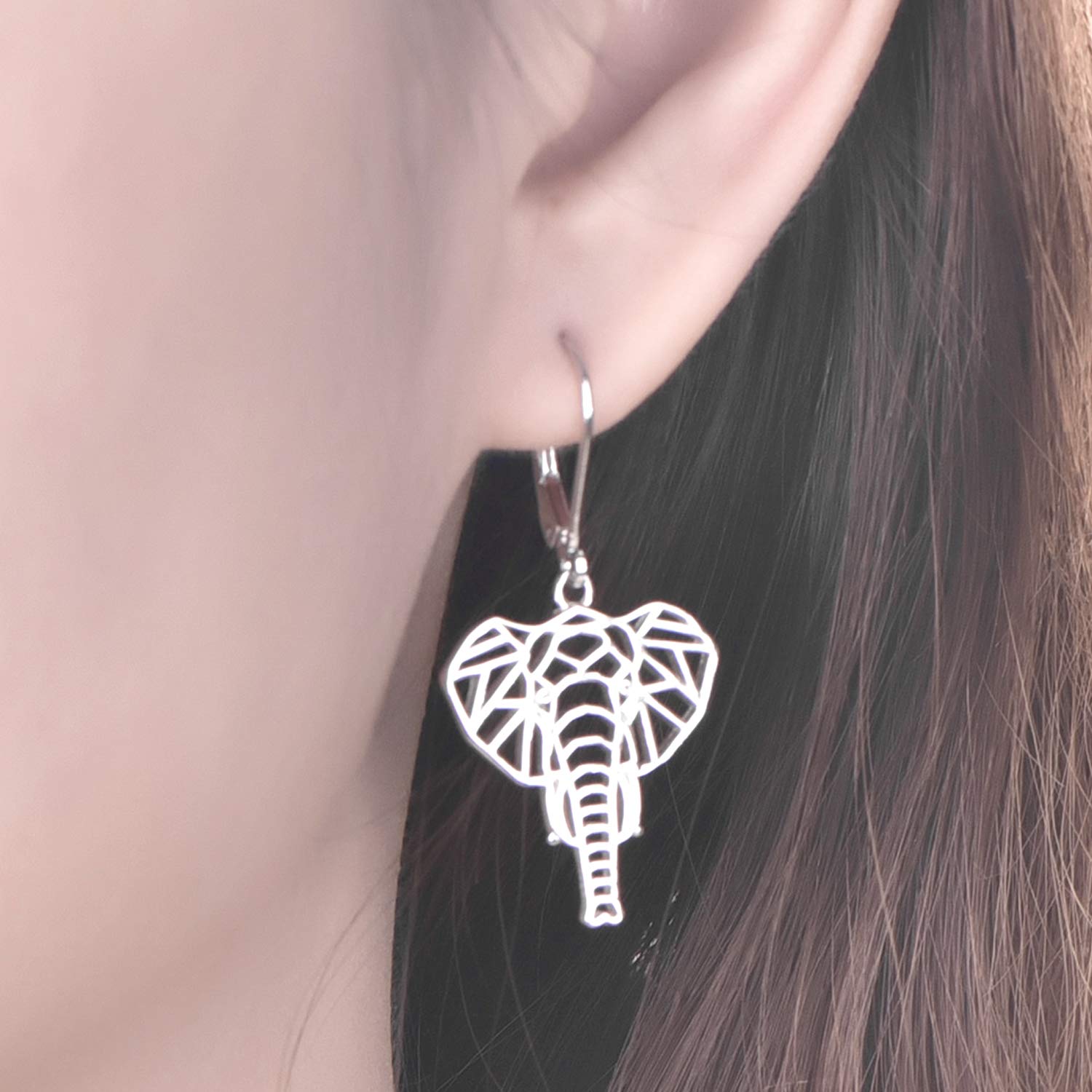 JO WISDOM Femme Boucles d'oreilles éléphant Animal en Argent 925 Dormeuse