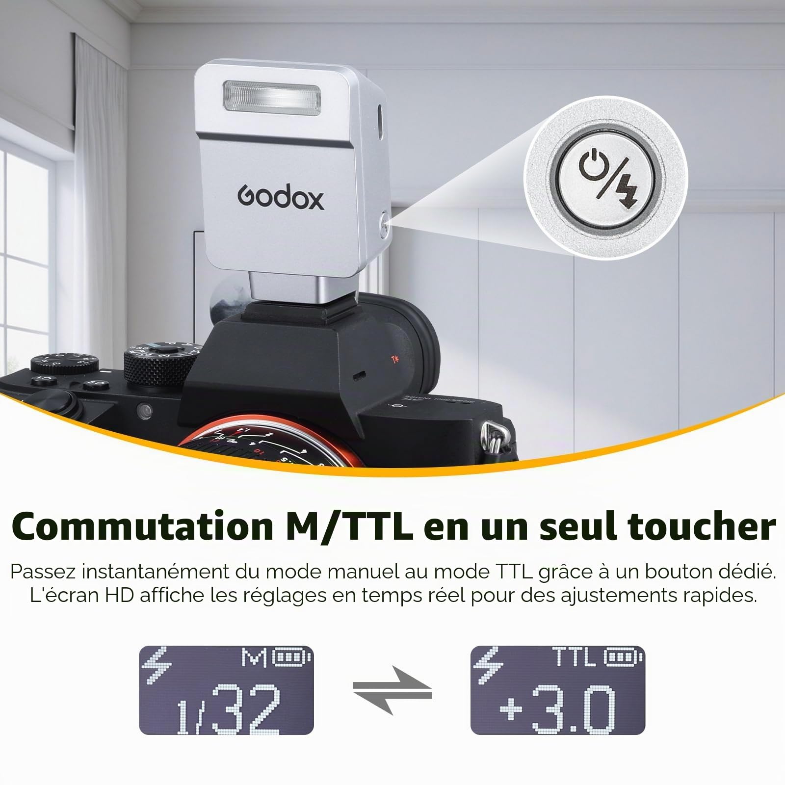 Godox iT22-C Petit Flash pour Canon, Mini Flash TTL avec Écran Intuitif
