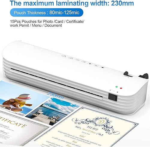 Miniatura 5 de Flatware Máquina laminadora A4 A5 A6 con 50 bolsas laminadoras, calentamiento rápido y sin burbujas, laminadores térmicos para oficina, hogar,