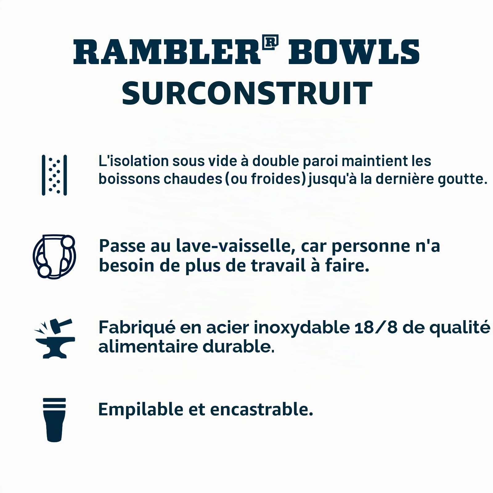 YETI Rambler Bol alimentaire isolé, bleu marine, taille S (946 ml)