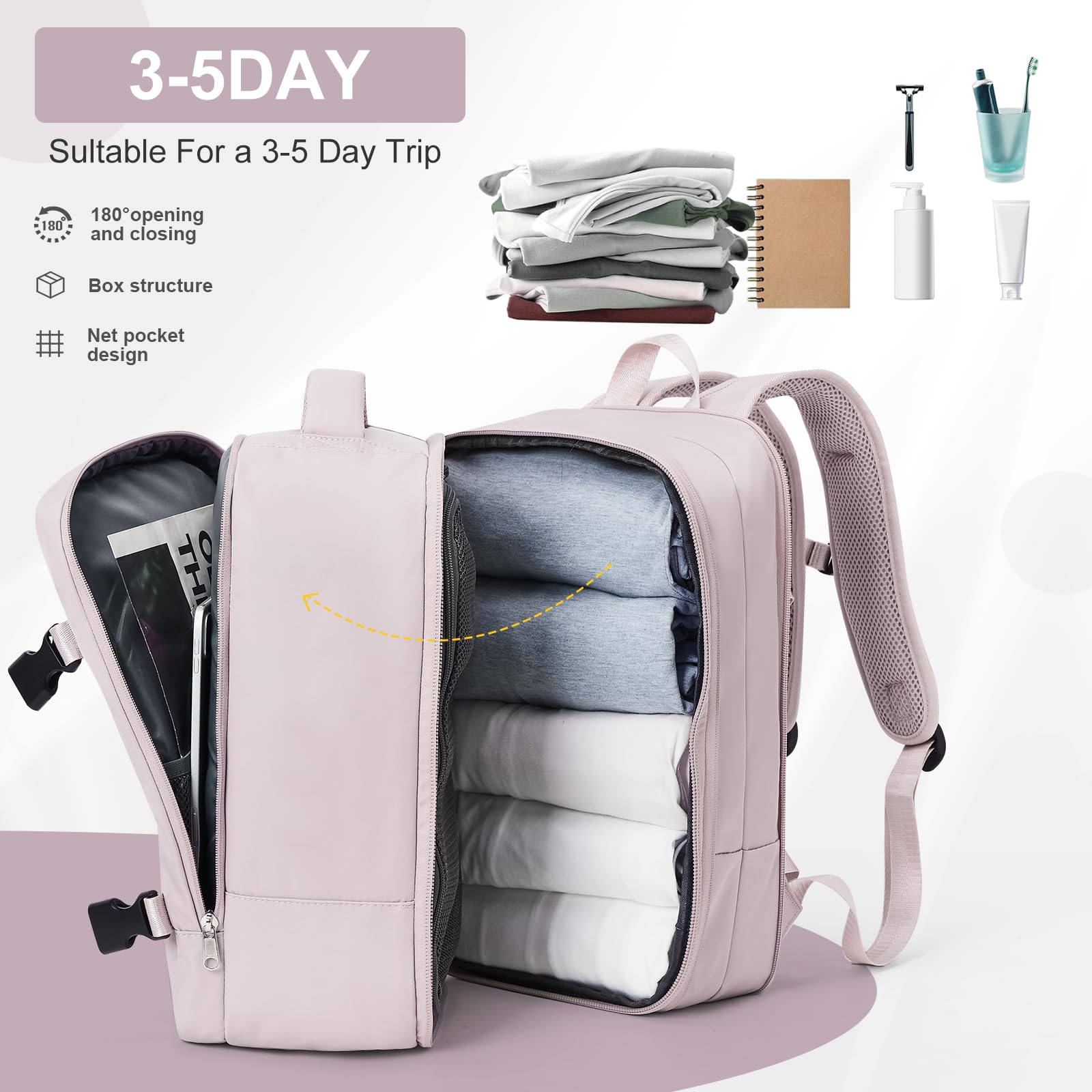 SZLX Borse da Cabina per Easyjet 45x36x20 Zaino da Viaggio aereo Bagaglio a Mano Zaino Ryanair 40x20x25 con porta USB zaino Borsa da Viaggio Impermeabile donna zaino per Computer Casual Daypack