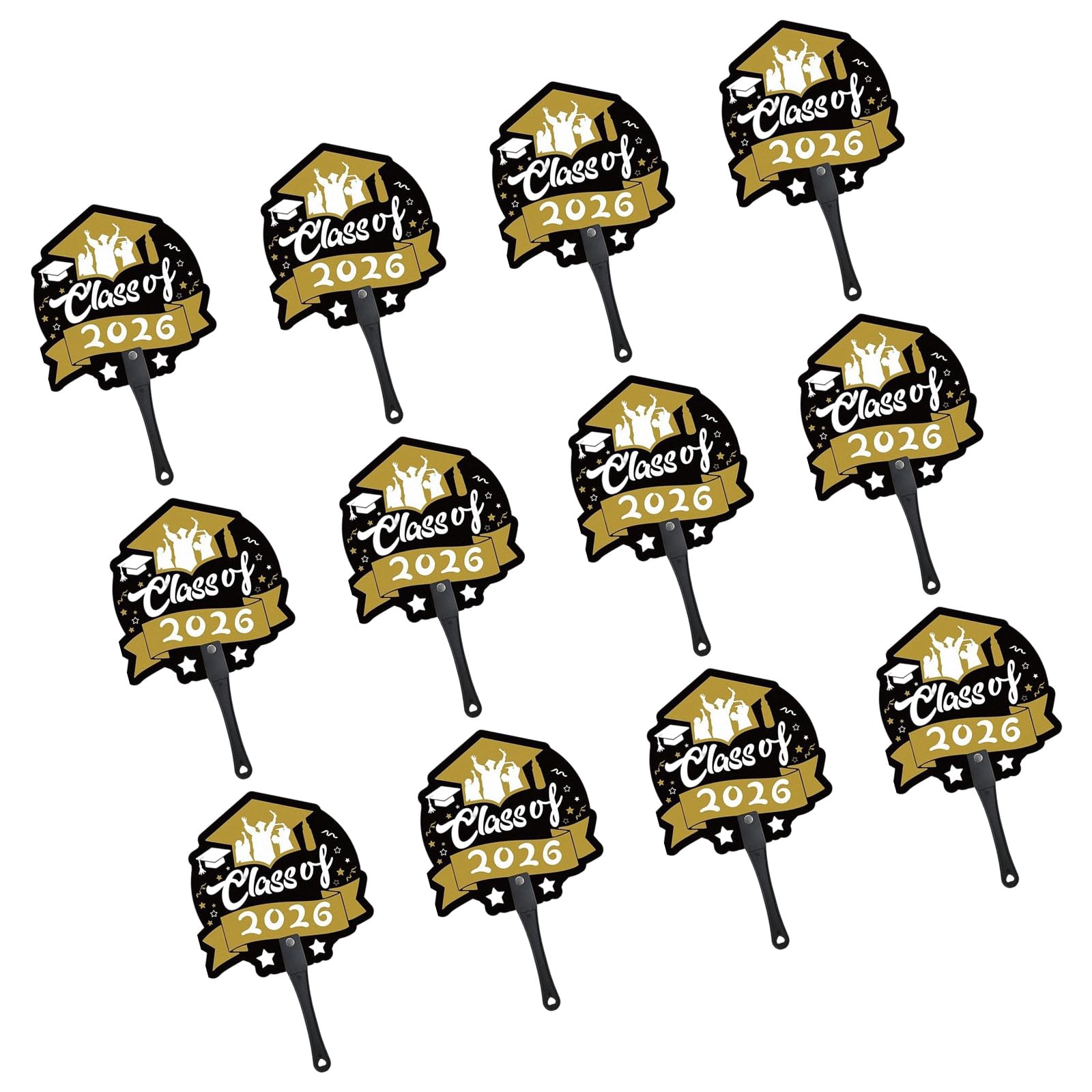 12PCS Class of 2026 Congrat Grad Handheld Fan Party Supplies Hand for Graduation Ceremony and Decorative Display Handheld Graduation