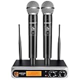 Wireless Microphone, Professional Cordless Dynamic Wireless Microphone System, Microfono Inalambrico Professional,100ft Range, Suitable for DJ, Church, Karaoke, Home and KTV (KA-328)